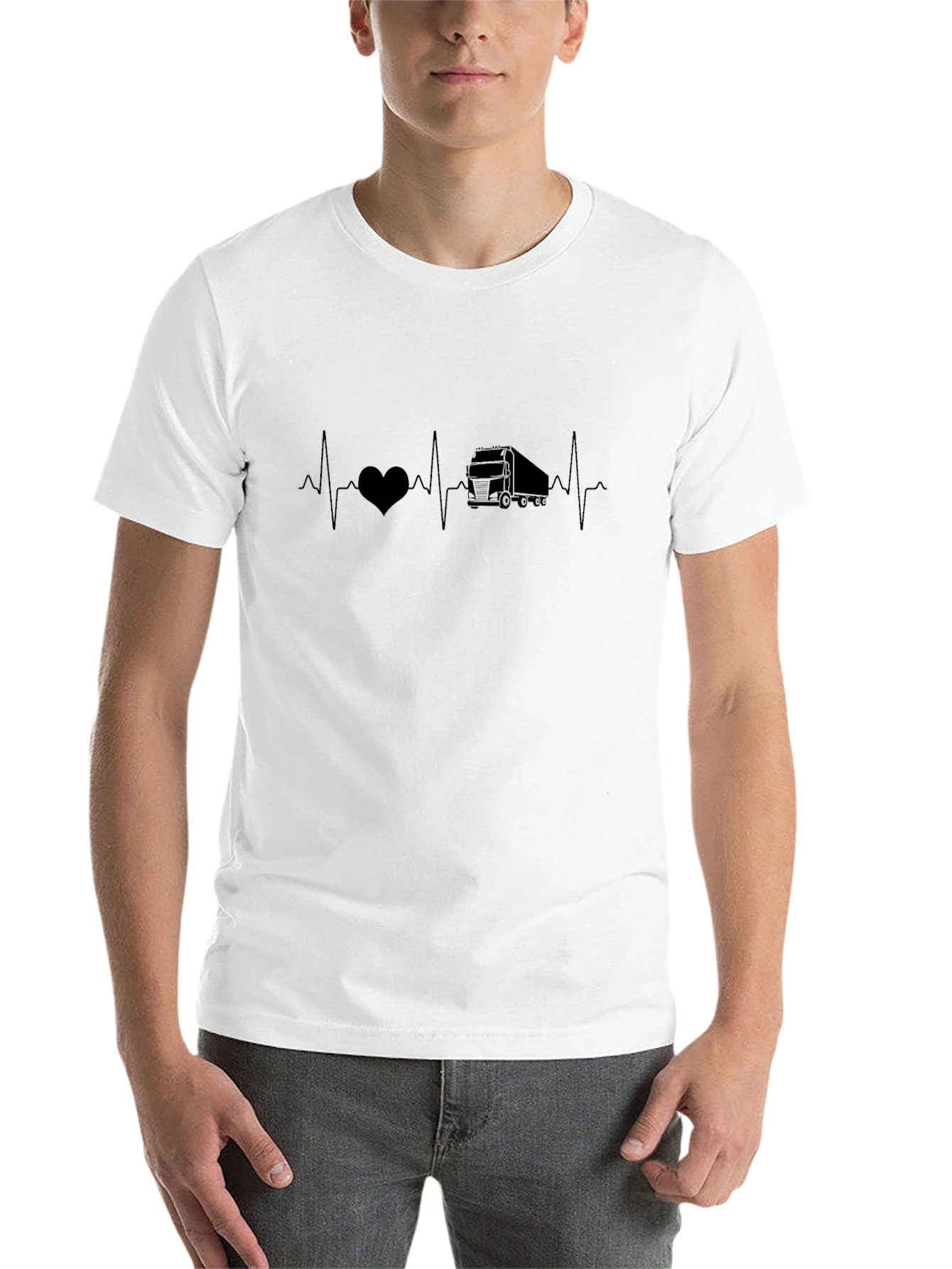 Black Trucker Heartbeat T-Shirt view 14