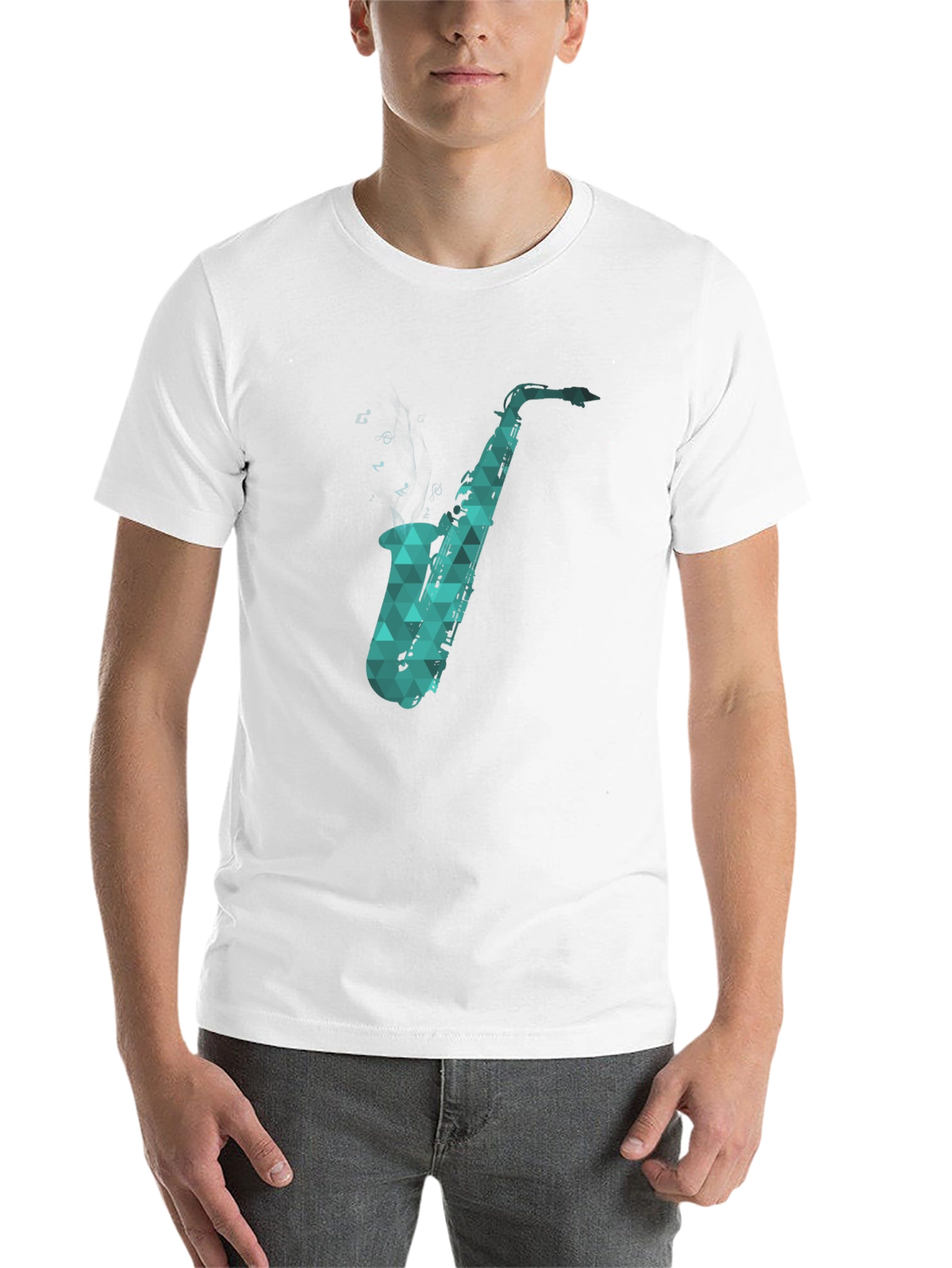 Black Saxophone Graphic Tee - Cool Music Lover Shirt view 14