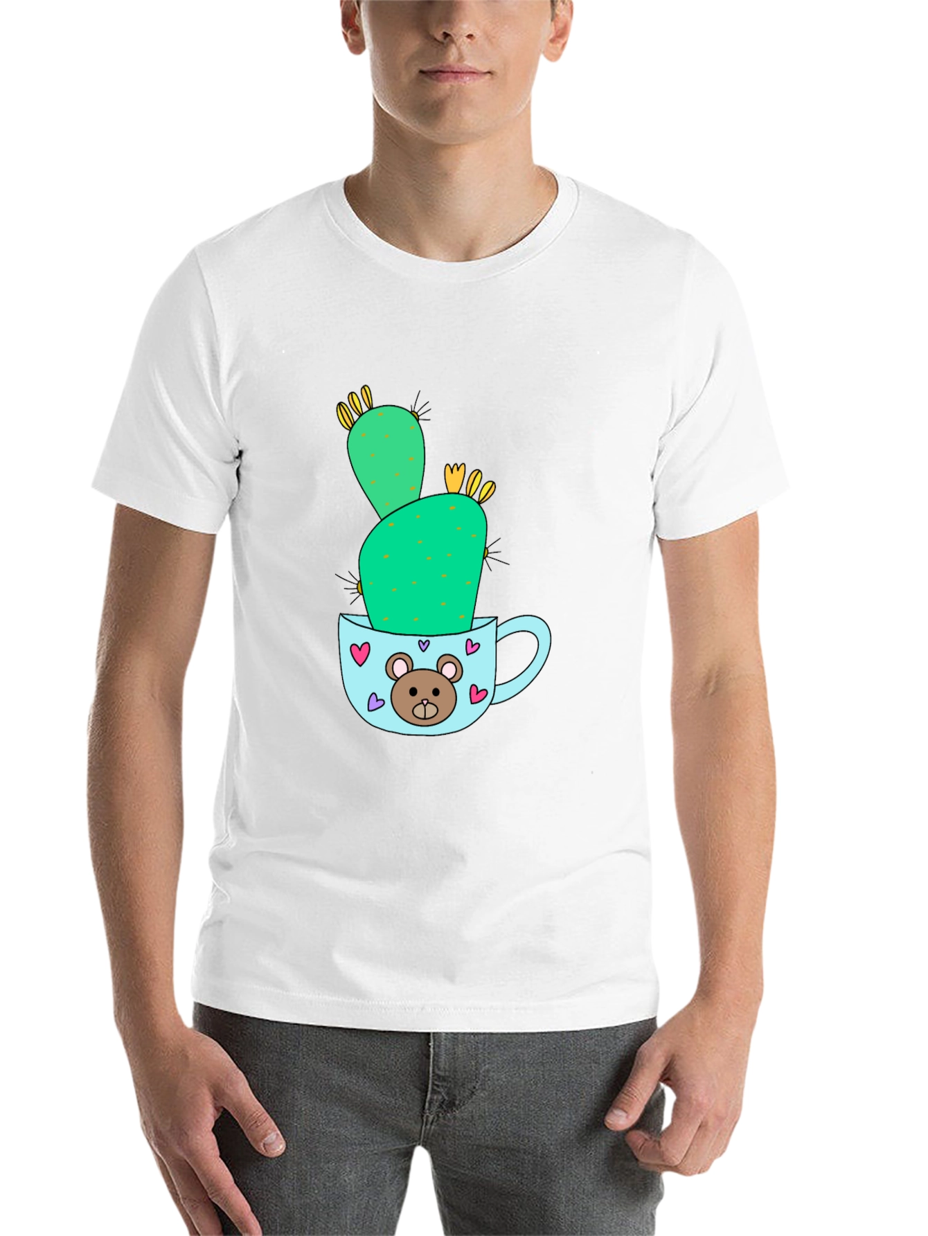 Black Cute Cactus in Mug Graphic Tee view 14
