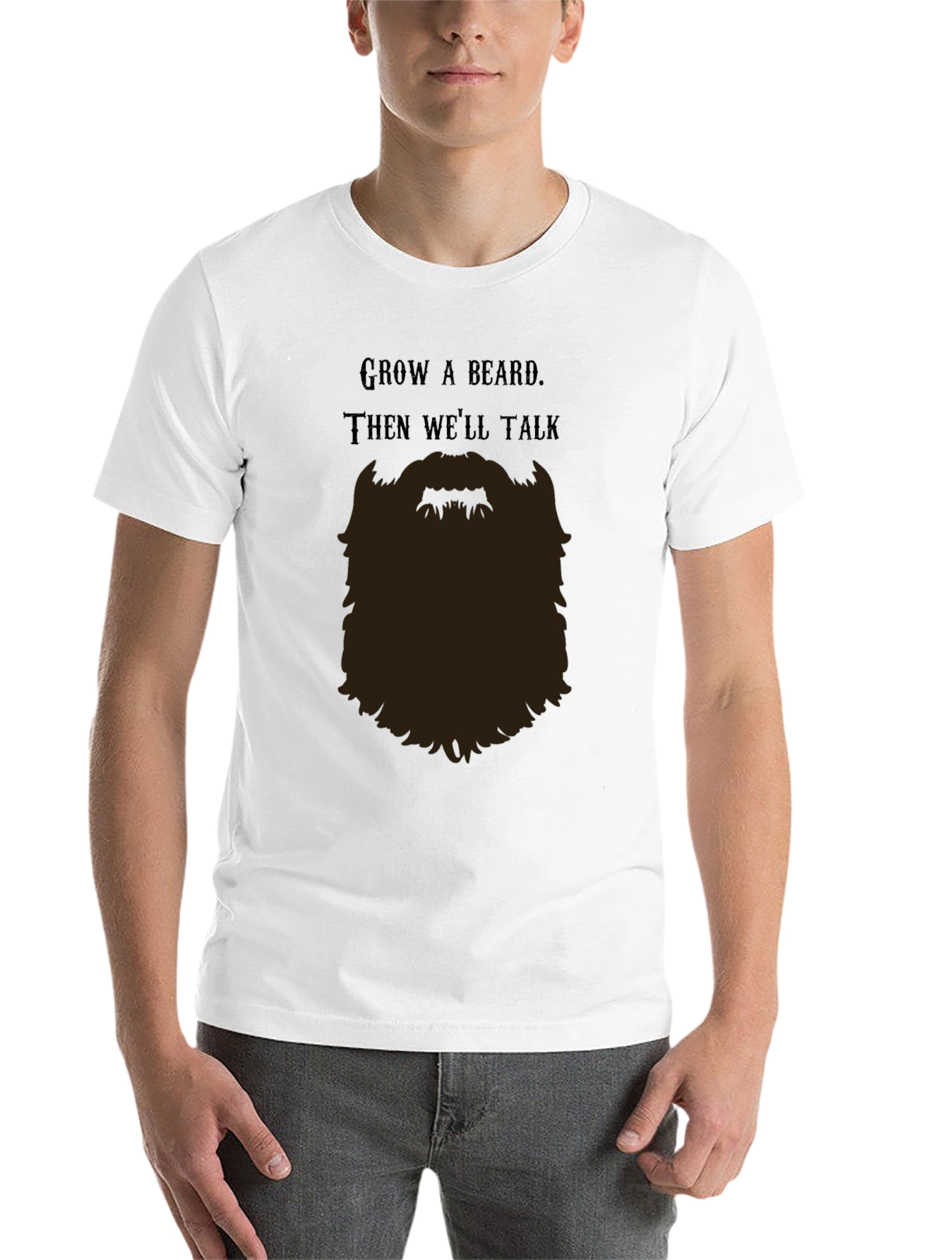 Black Grow a Beard T-Shirt - Funny Bearded Man Tee view 14