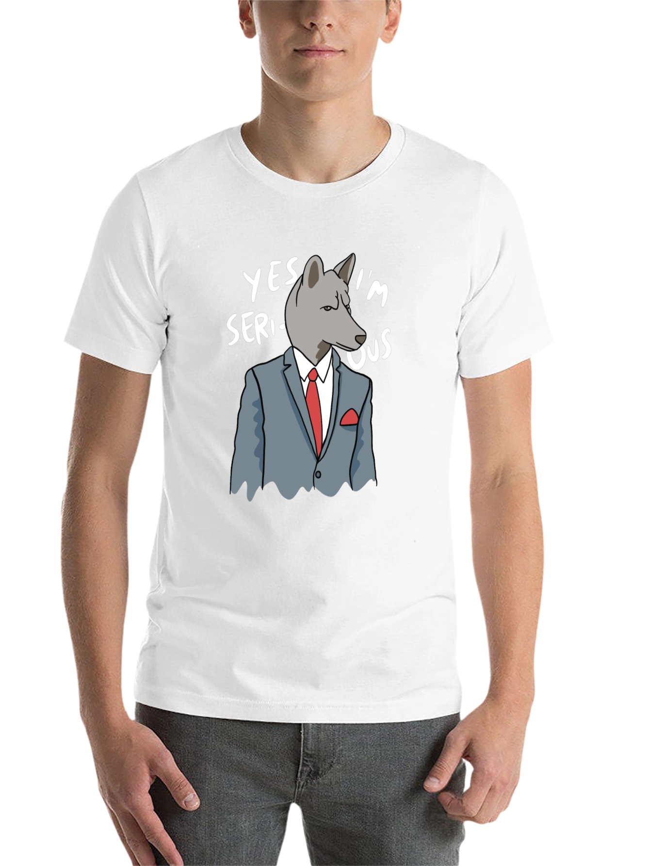 Black Serious Wolf Graphic T-Shirt - Funny Animal Tee view 14