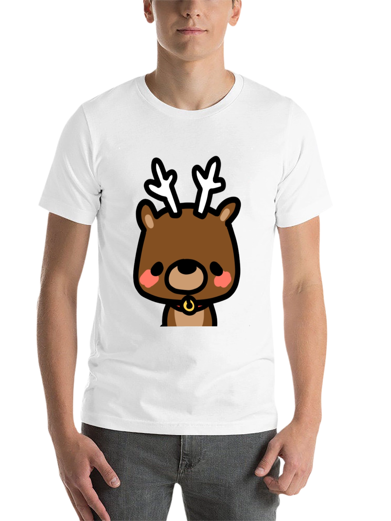 Black Cute Reindeer Graphic Black T-Shirt view 14