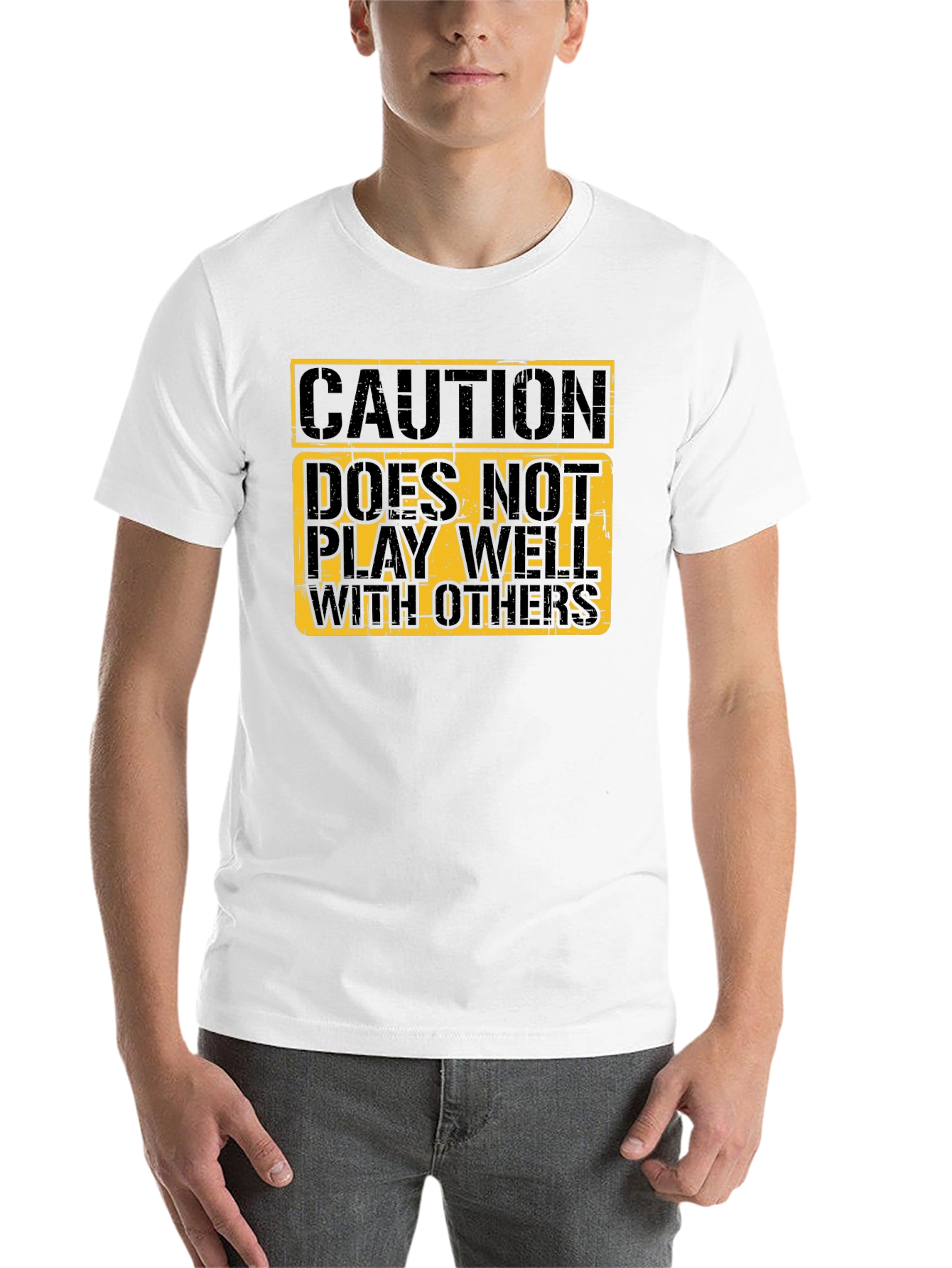 Black Caution Doesn't Play Well T-Shirt view 14