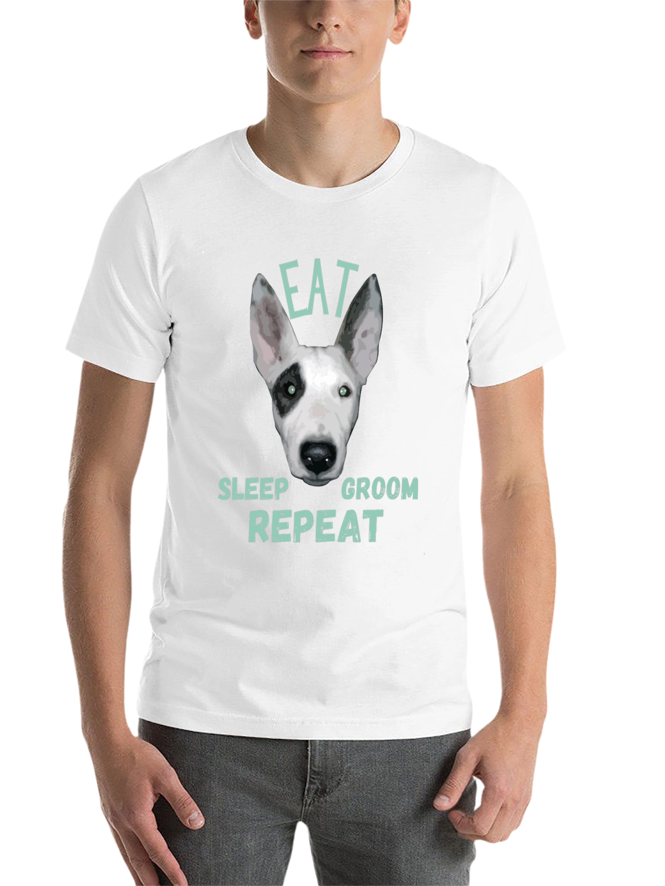 Black Eat Sleep Groom Repeat Dog T-Shirt view 14