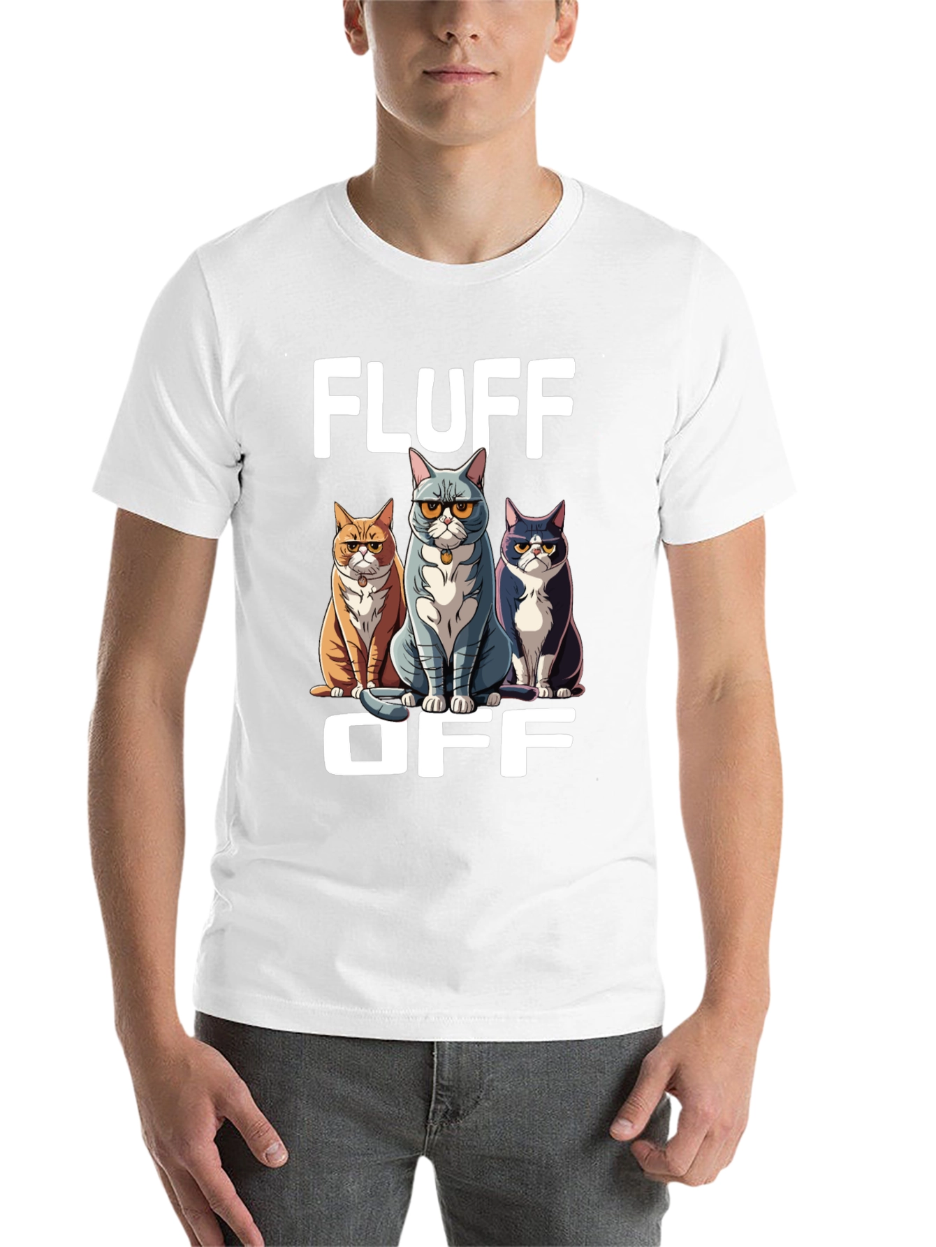 Black Fluff Off Cat Graphic T-Shirt view 14