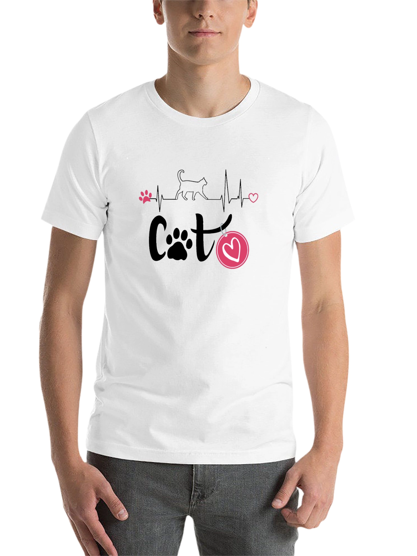Black Cat Lover Heartbeat T-Shirt view 14