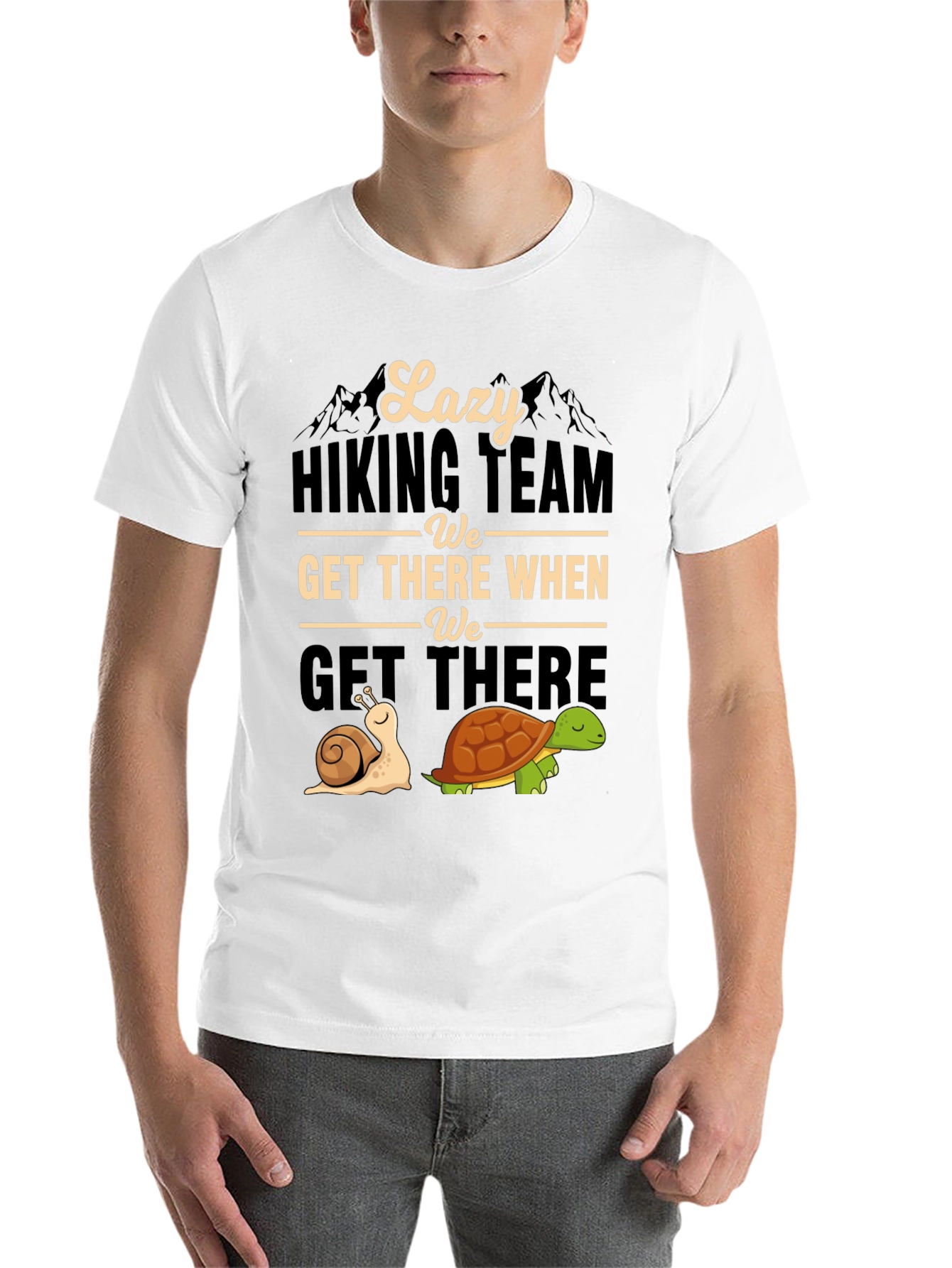 Black Lazy Hiking Team T-Shirt Funny Snail & Turtle Tee view 14