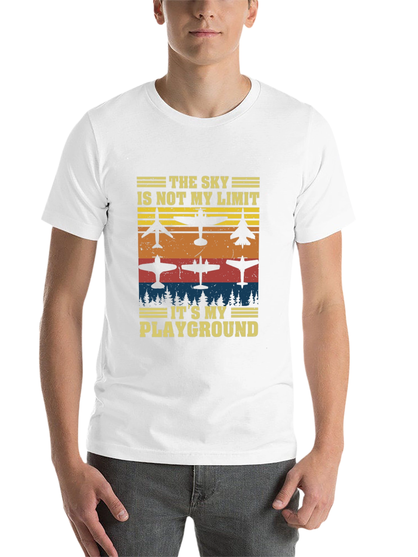 Black The Sky is My Playground Airplane T-Shirt view 14