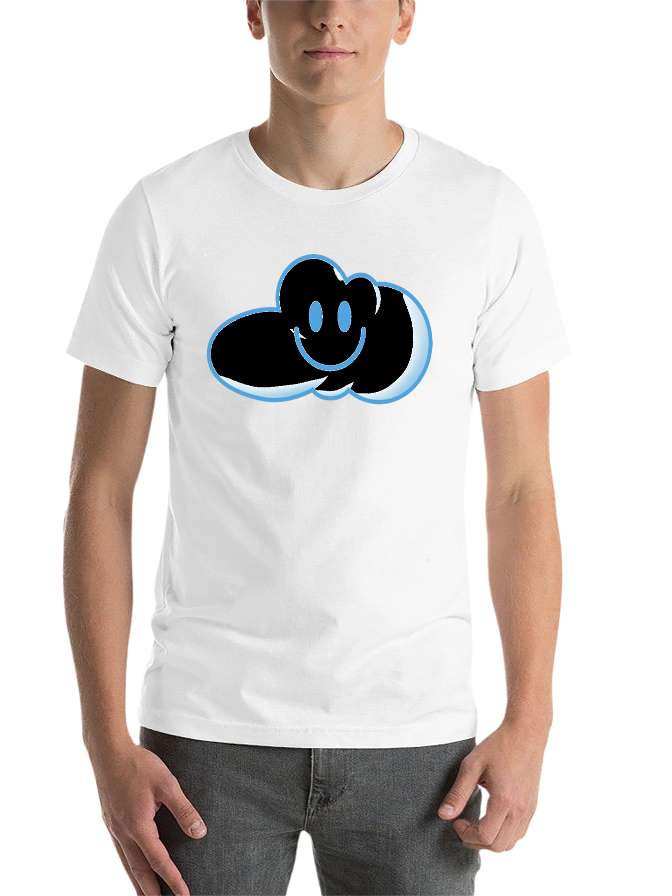 Black Cloud Smiley Graphic T-Shirt - Soft Cotton Blend view 14