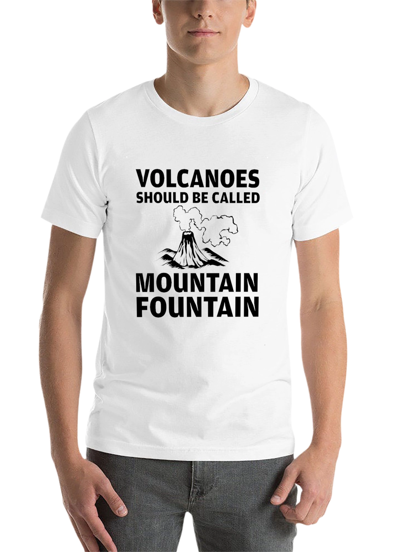 Black Volcano Mountain Fountain T-Shirt Funny Graphic Tee view 14