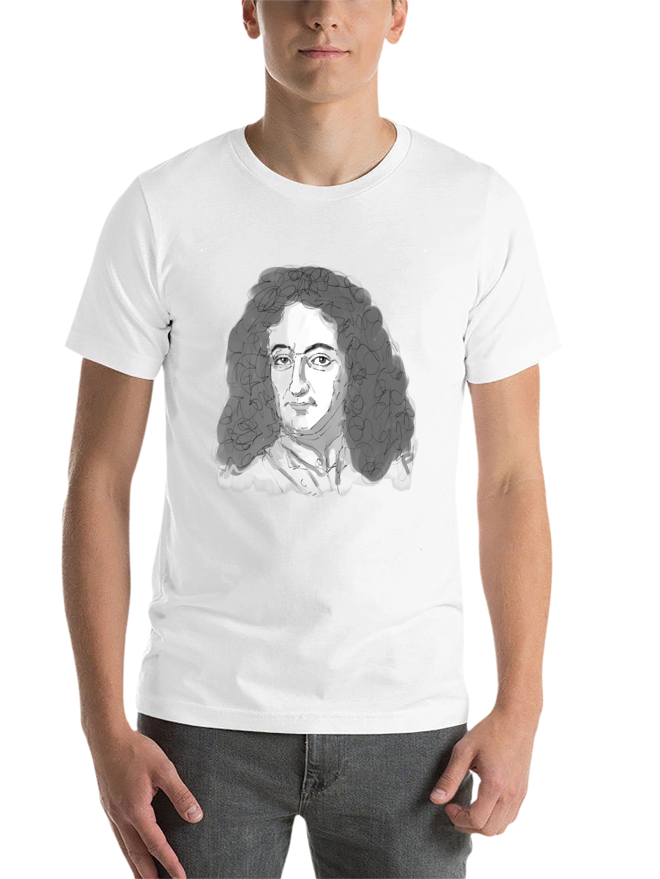 Black Leibniz Portrait T-Shirt - Black Graphic Tee view 14