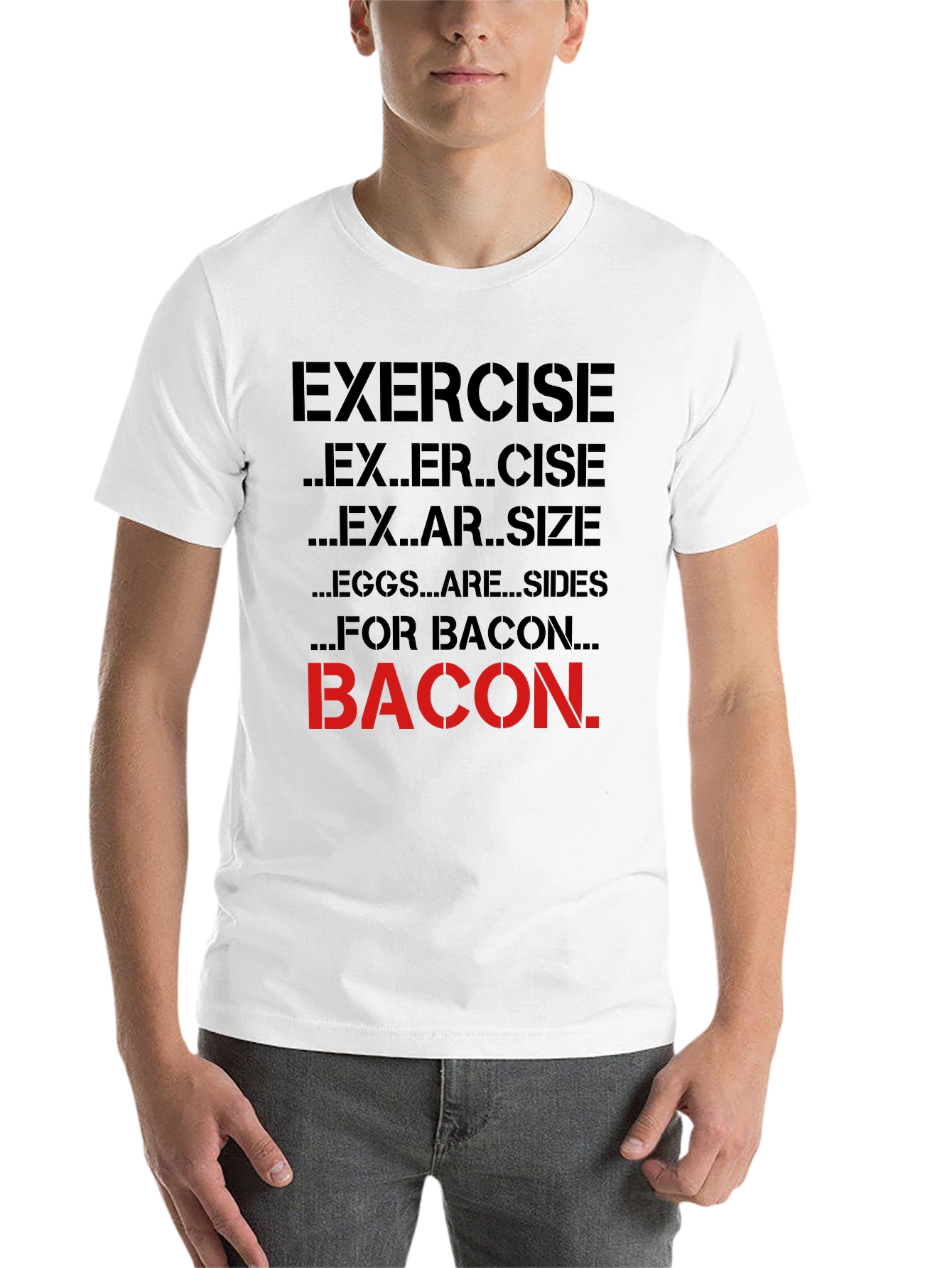 Black Funny Bacon Exercise T-Shirt view 14