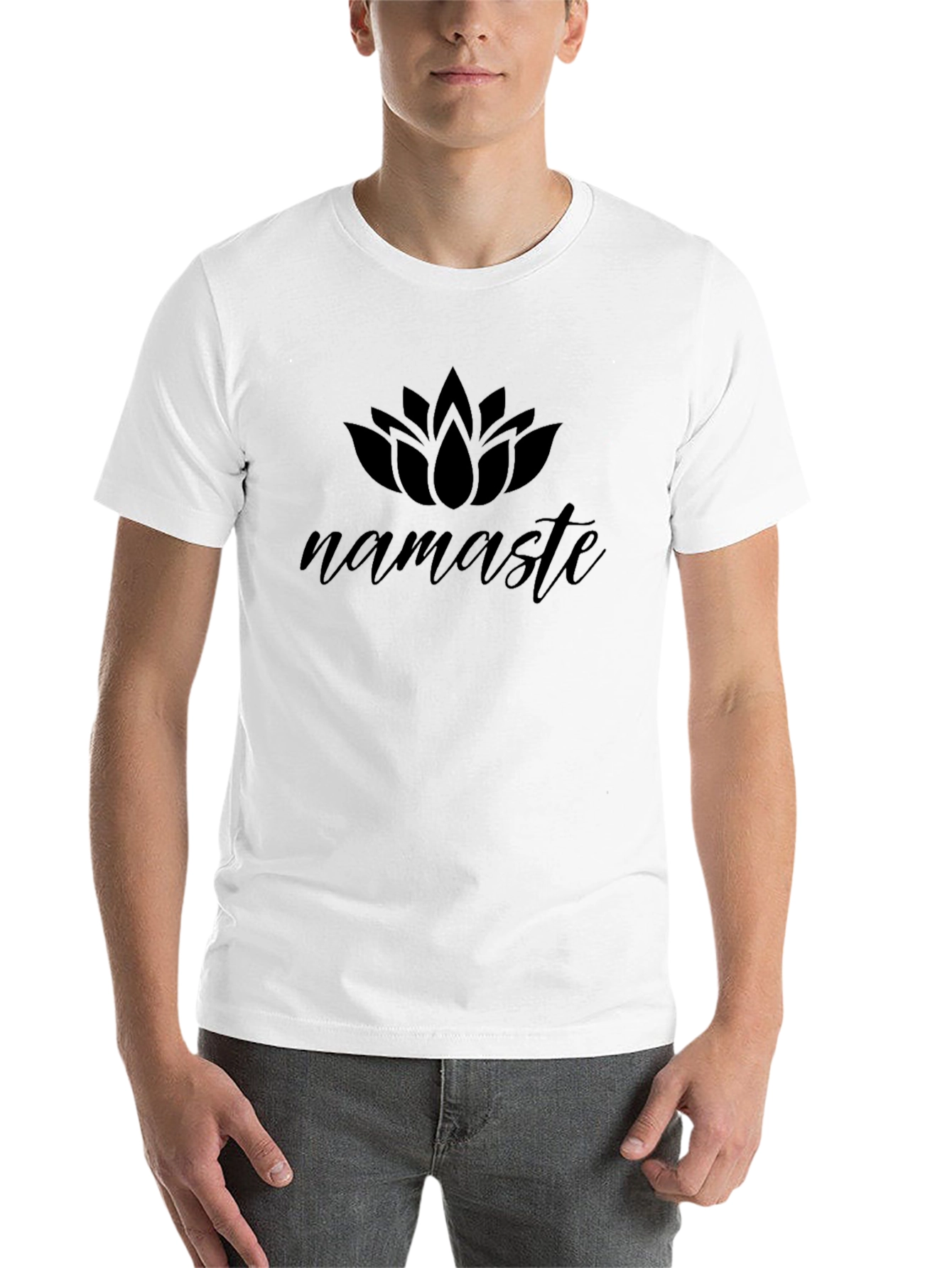 Black Namaste Lotus Graphic Tee - Black Cotton Comfort view 14