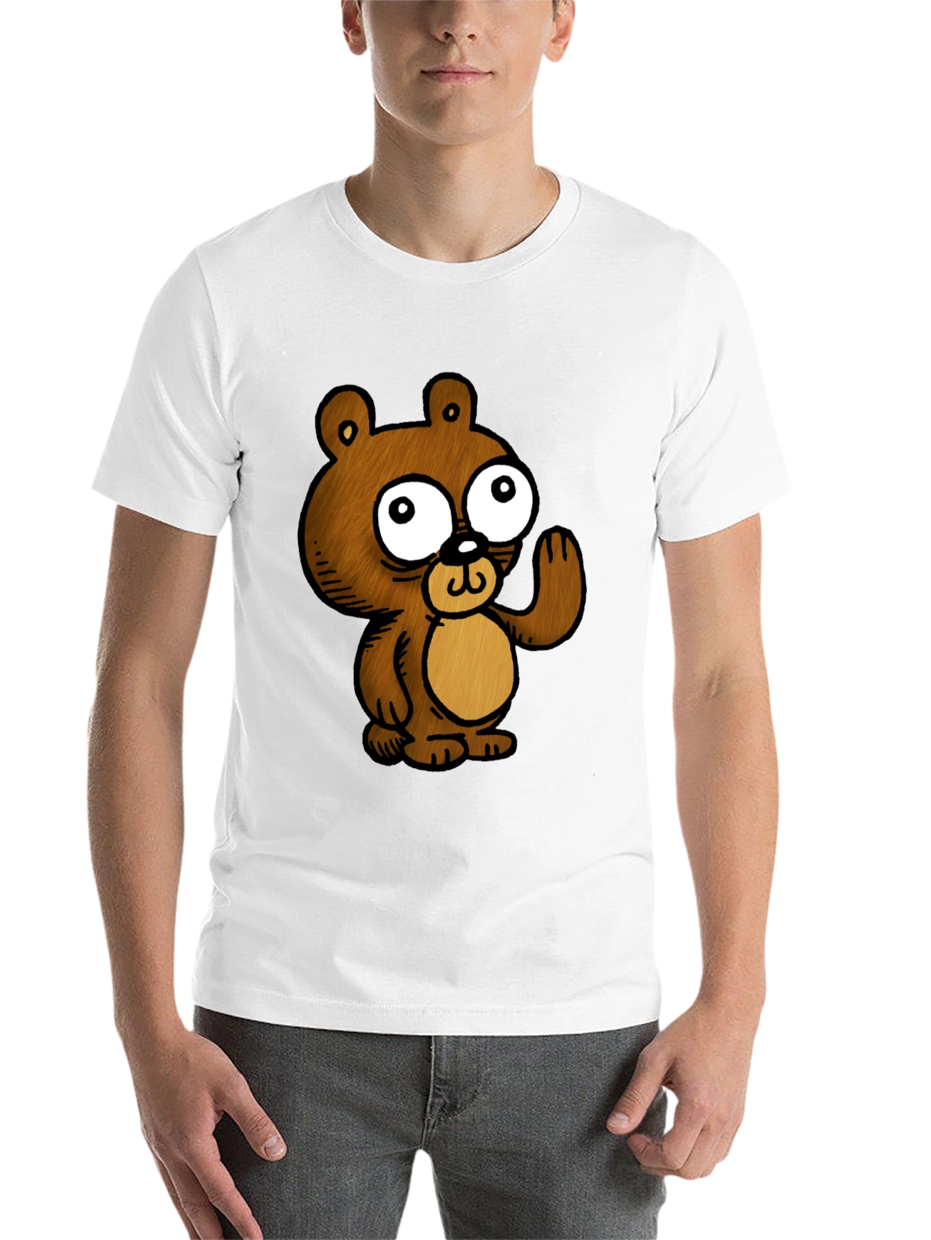 Black Cartoon Bear Graphic Black T-Shirt view 14