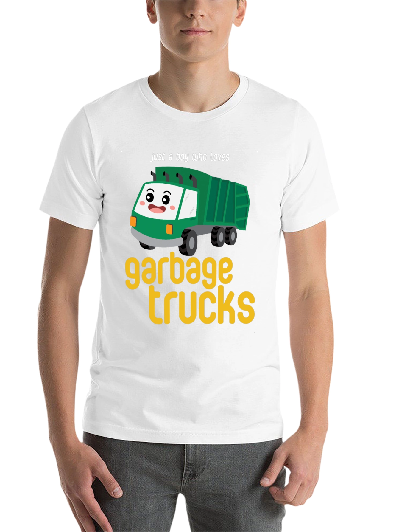 Black Garbage Truck Lover Tee - Boy's Cute Cartoon Truck T-Shirt view 14