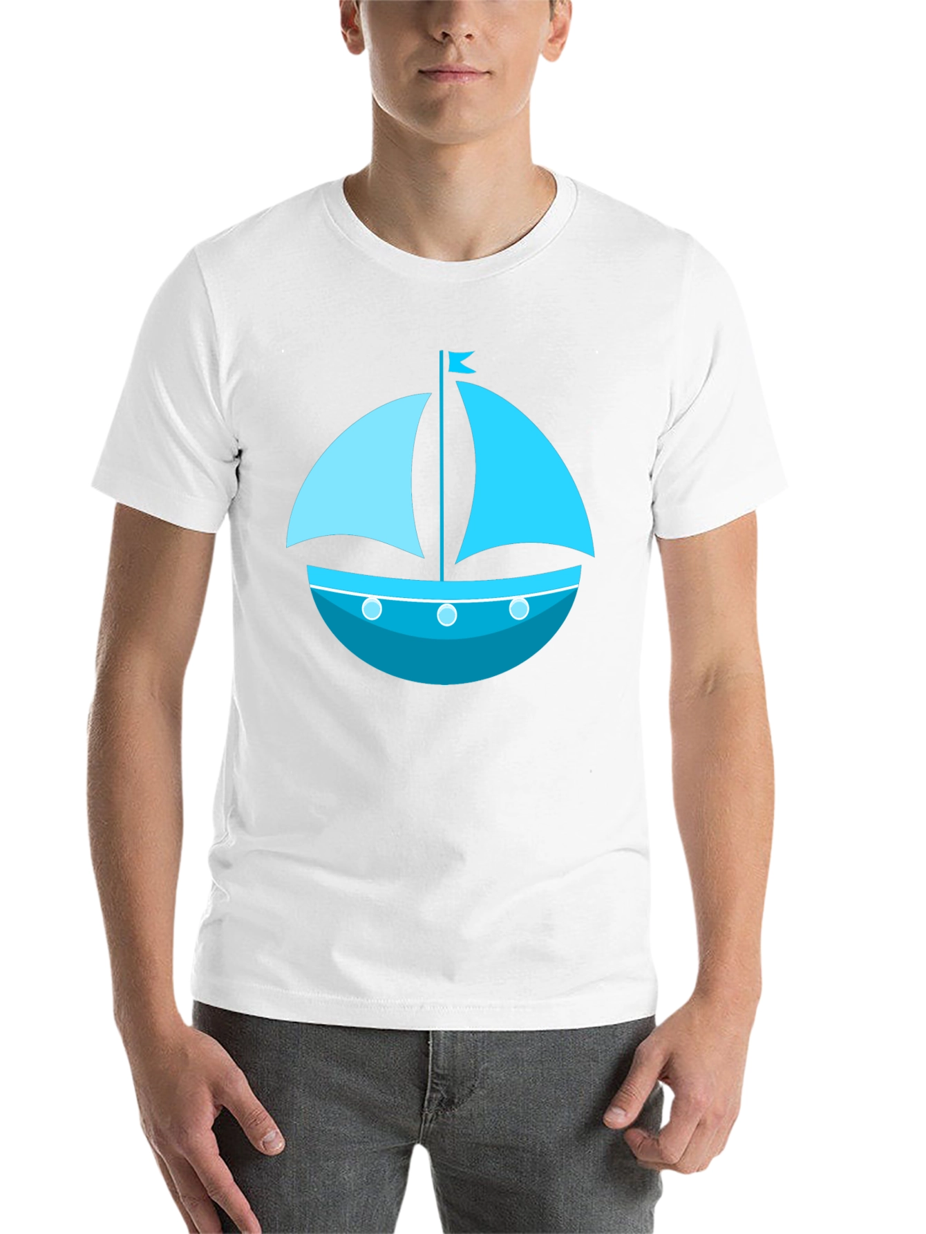 Black Nautical Sailboat Graphic Tee - Black Cotton Shirt view 14