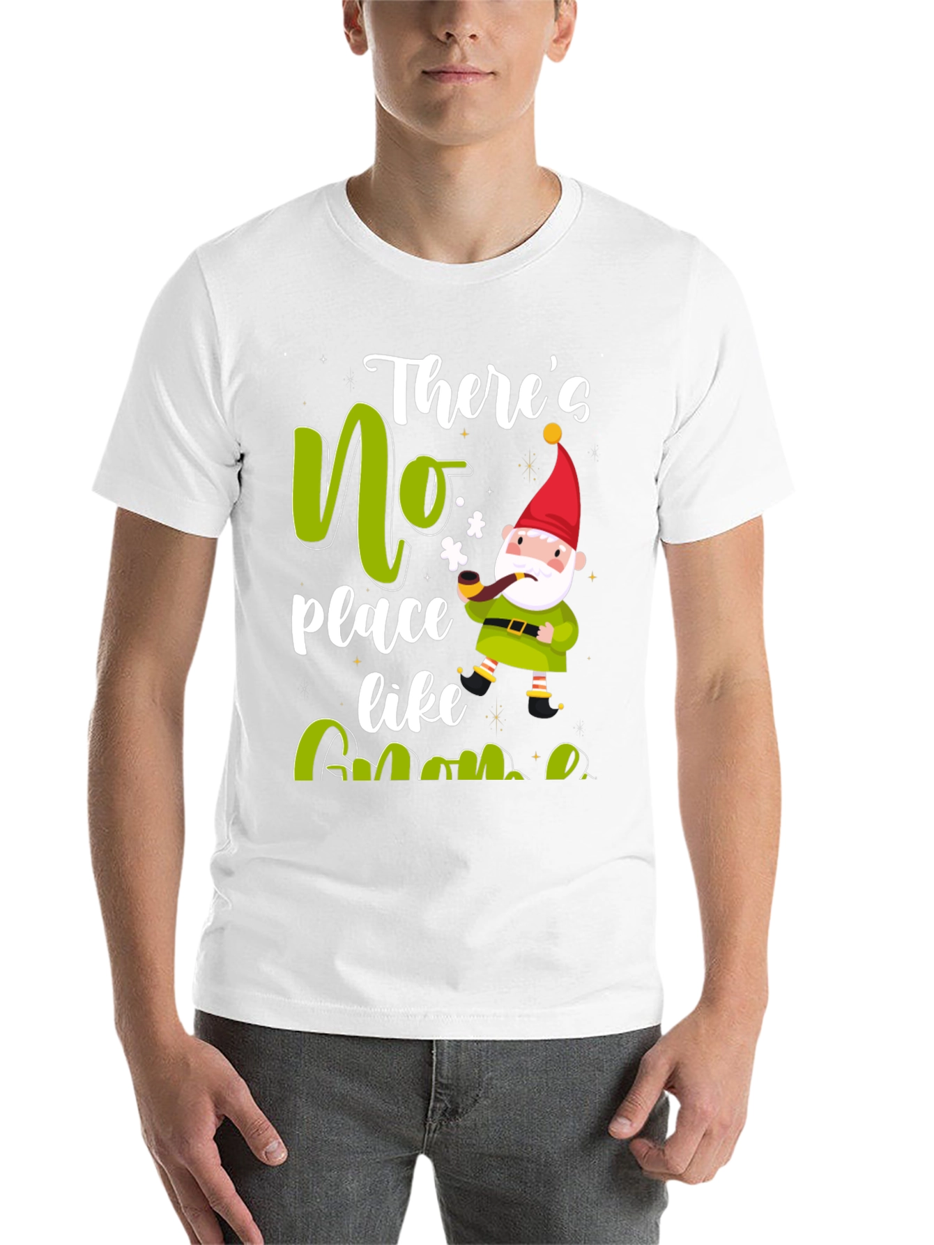Black There's No Place Like Gnome Black T-Shirt view 14