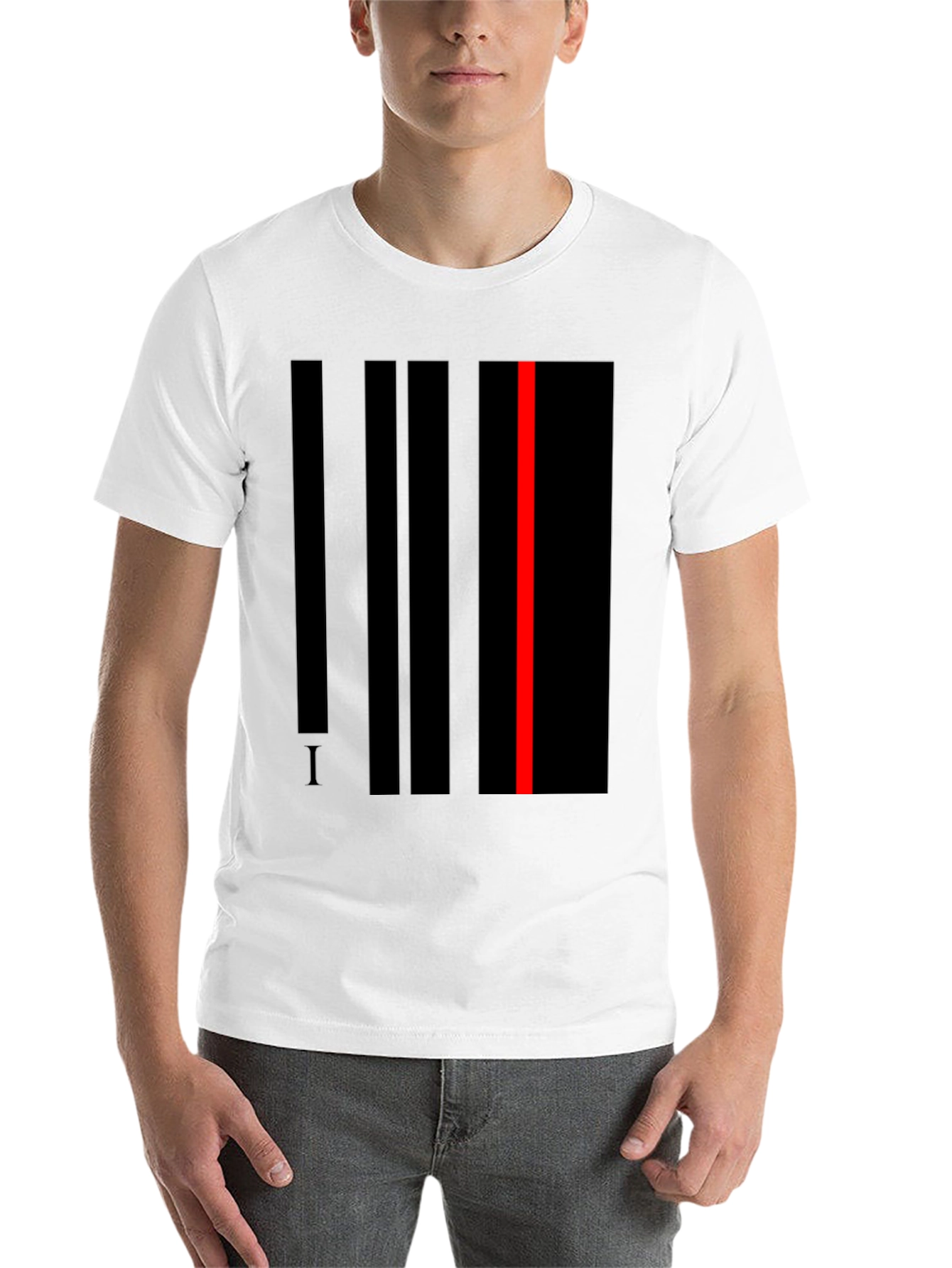 Black Striking Abstract Line Art T-Shirt - Black view 14