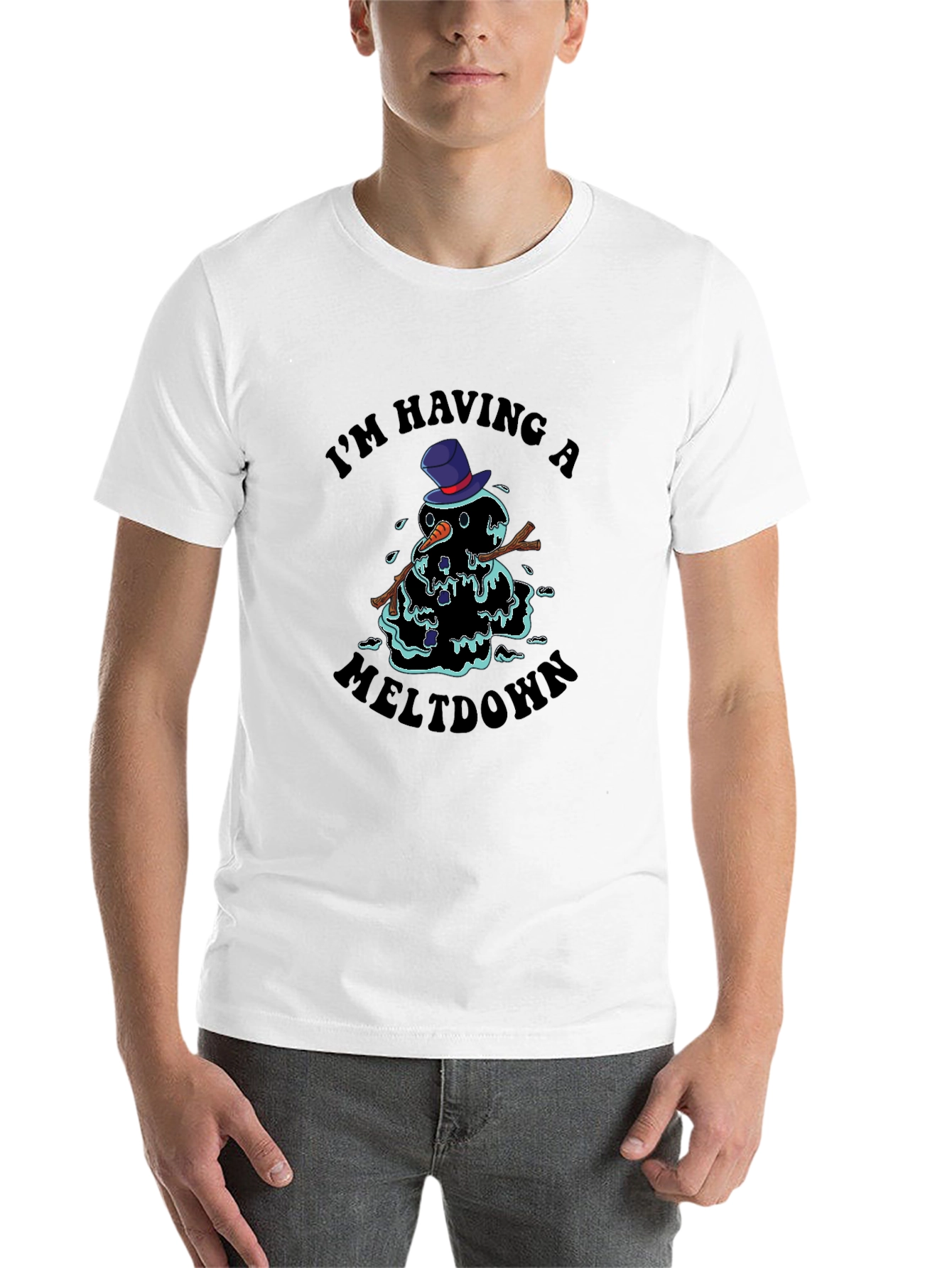 Black Meltdown Snowman Graphic Tee - I'm Having A Meltdown T-Shirt view 14
