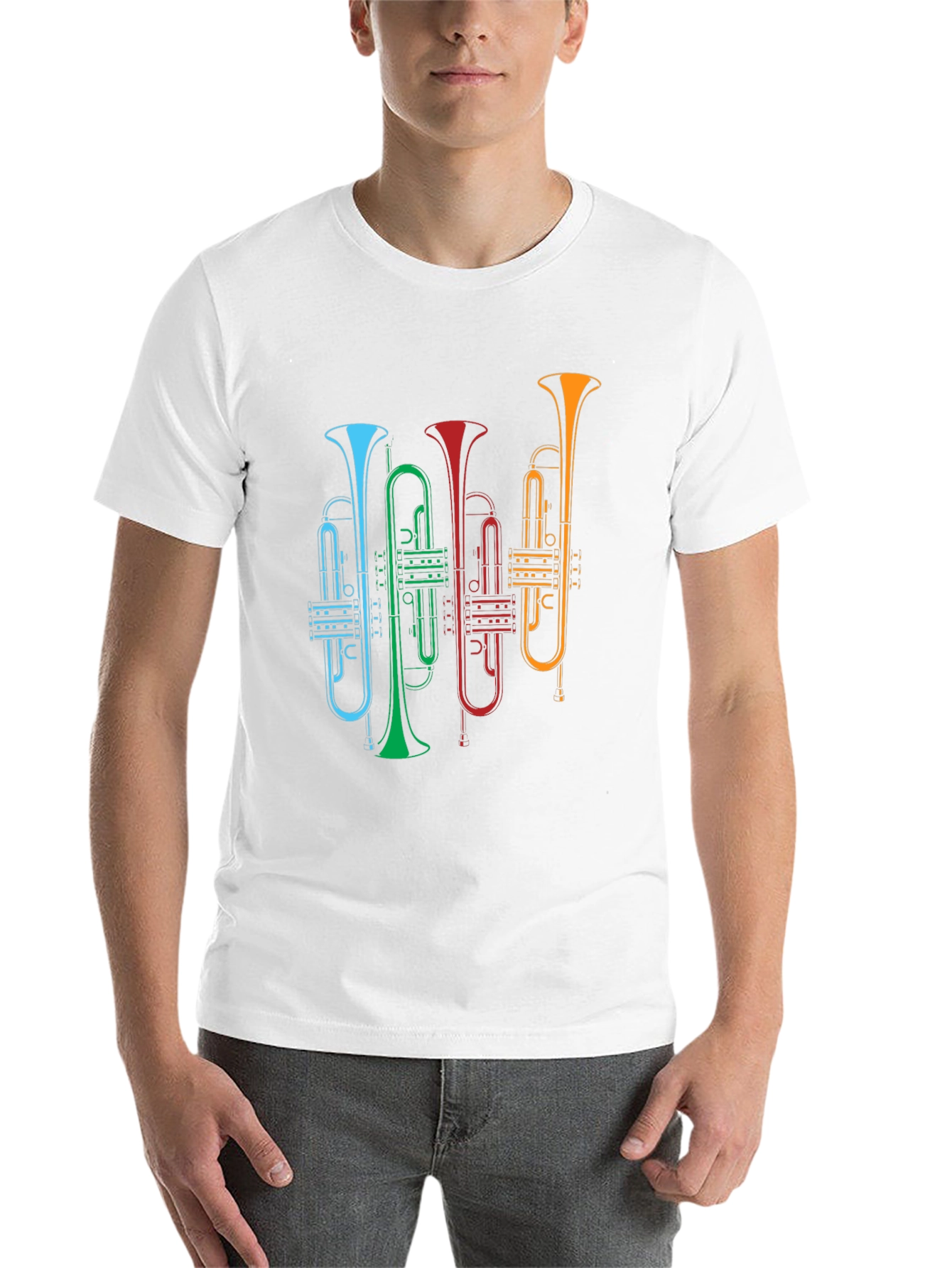 Colorful Trumpet Graphic T-Shirt - Music Lover Tee - 14