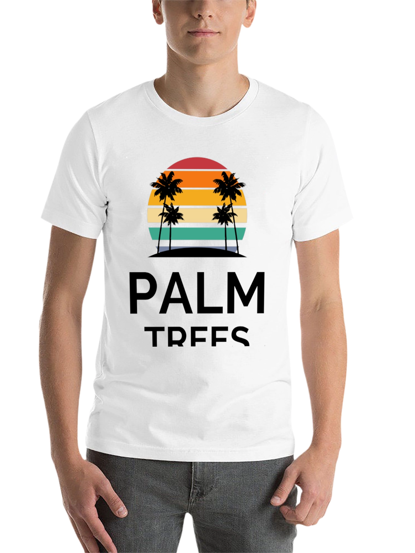 Black Palm Trees Graphic T-Shirt - Retro Sunset Design view 14