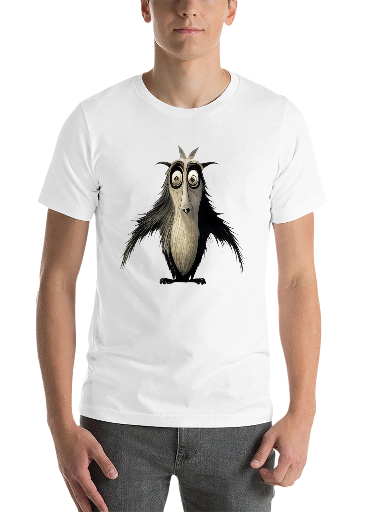 Black Cartoon Bird Graphic Tee - Black, Unique Design view 14