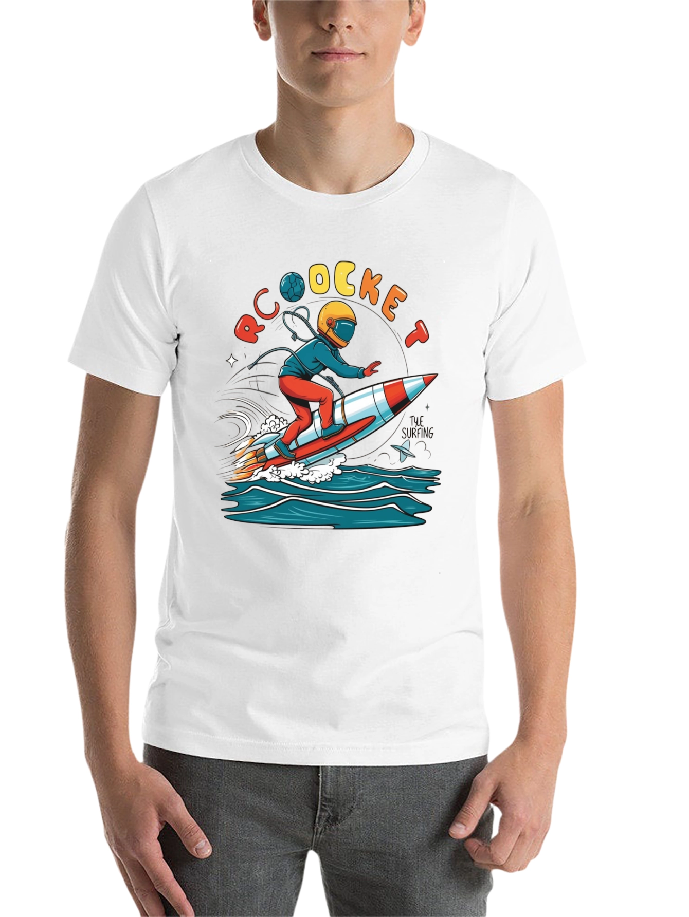 Black Rocket Surfing T-Shirt - Unique Graphic Tee view 14