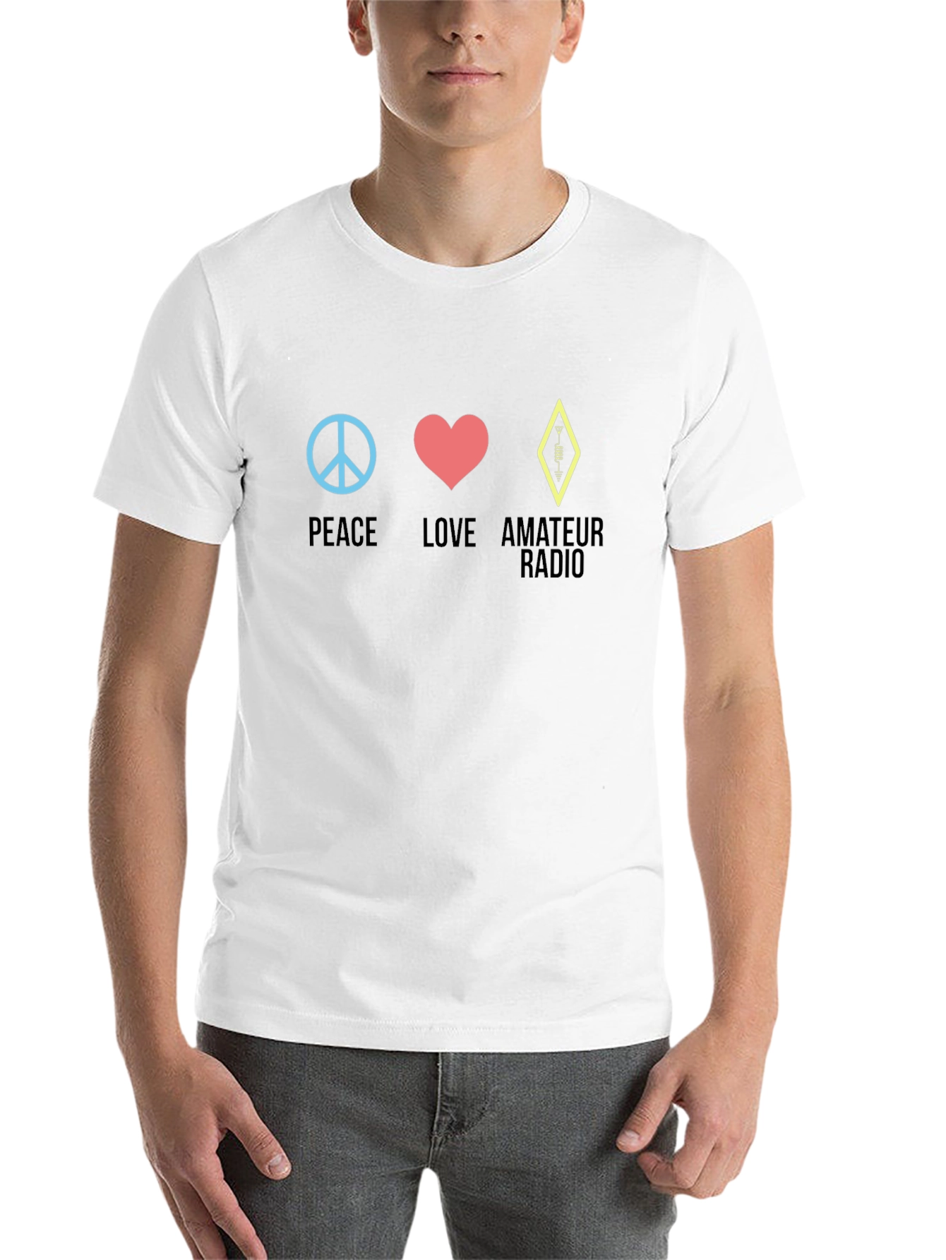 Black Peace Love Amateur Radio T-Shirt - Black view 14