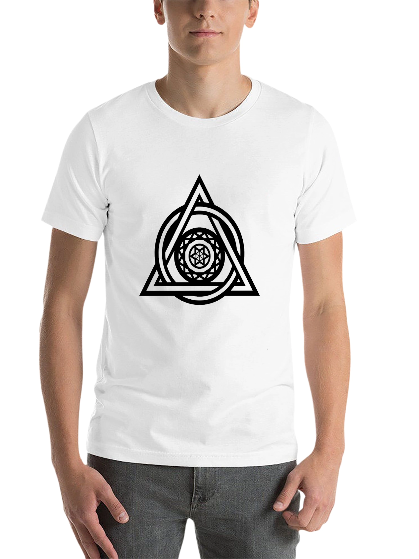 Black Geometric Graphic Print T-Shirt - Modern Design view 14