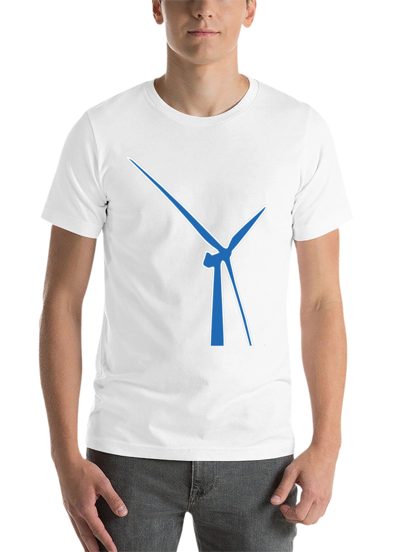 Black Wind Turbine Graphic Tee - Modern Blue Design view 14