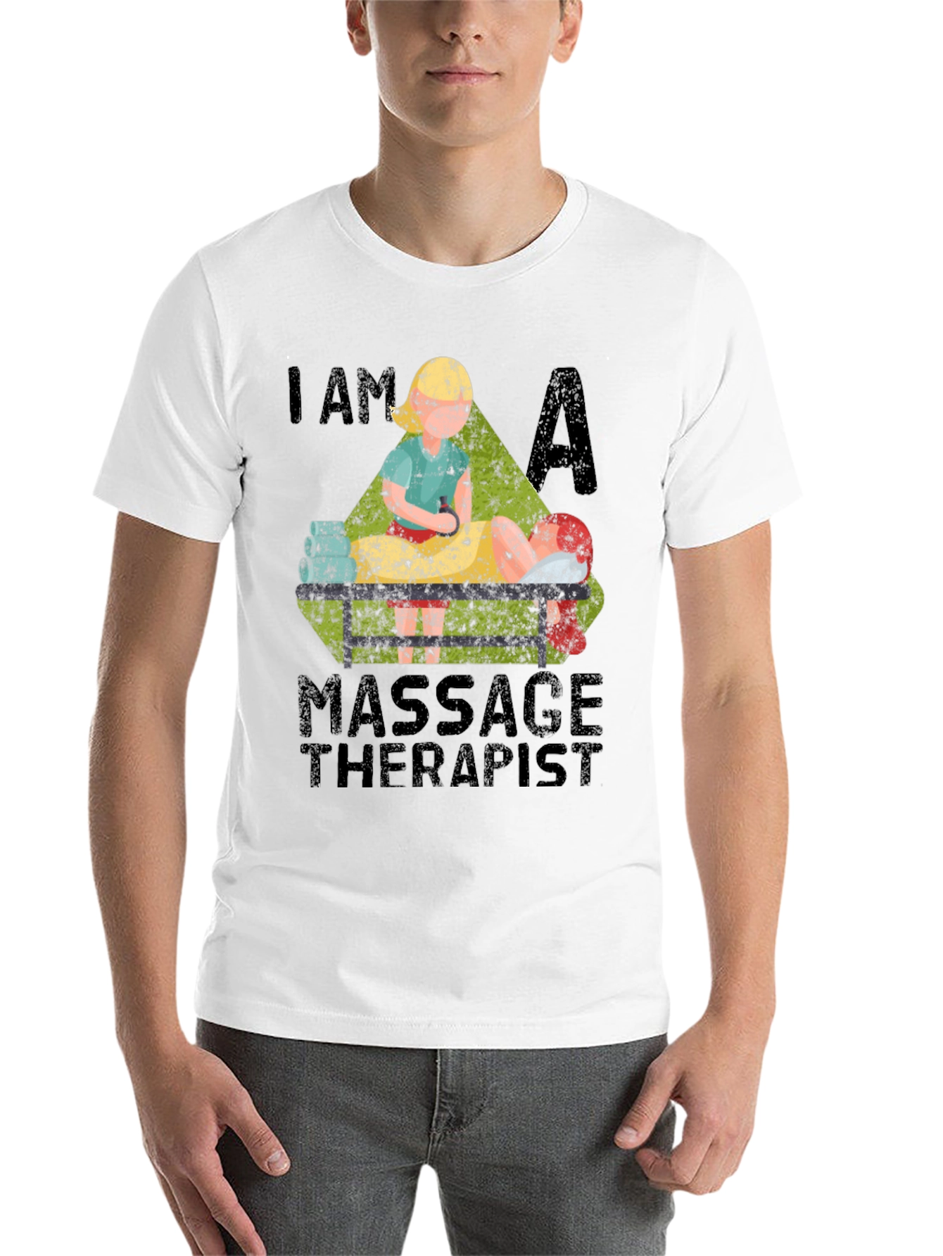 Black Massage Therapist T-Shirt - Unisex view 14