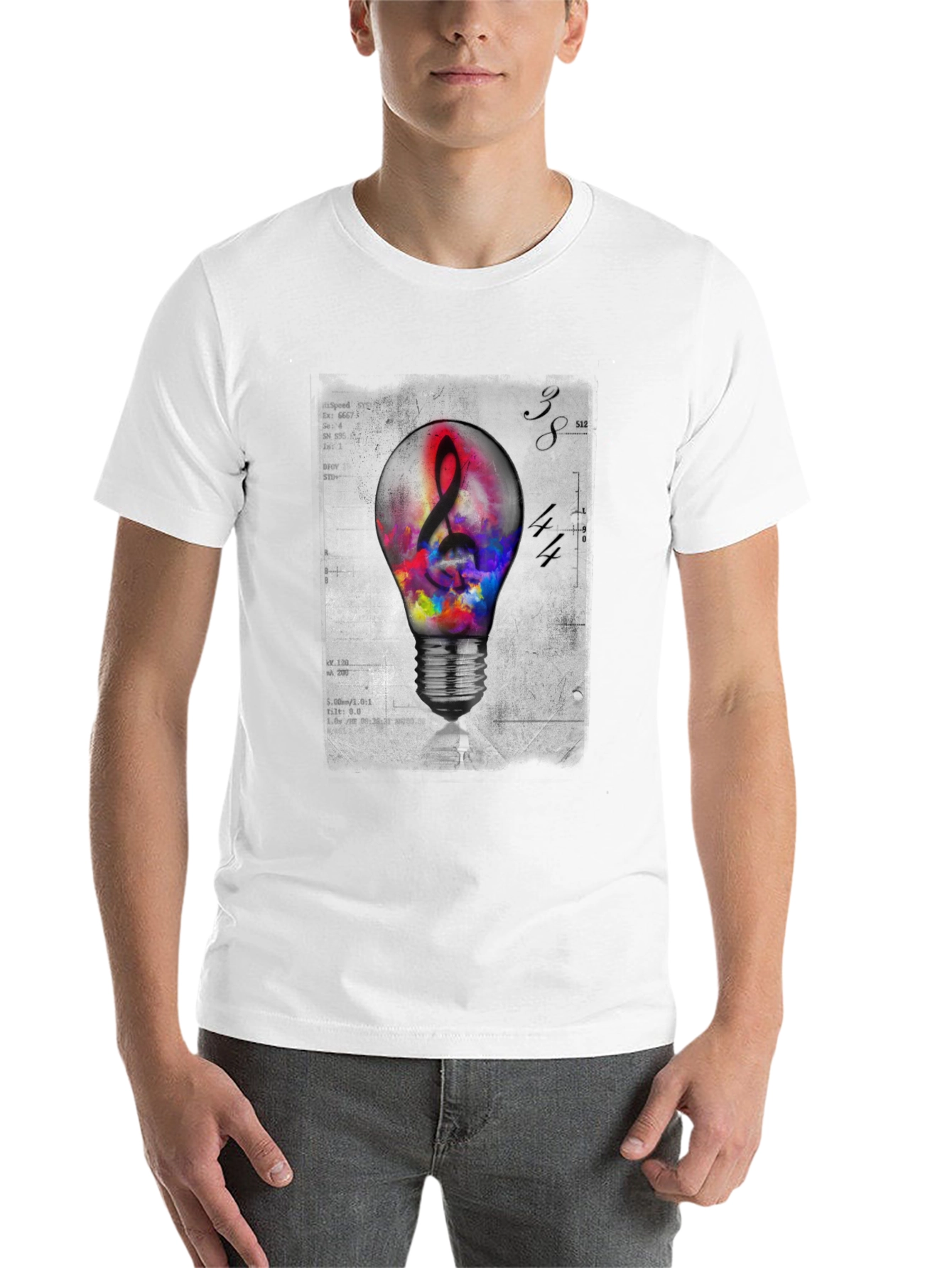 Black Treble Clef Lightbulb Graphic T-Shirt view 14