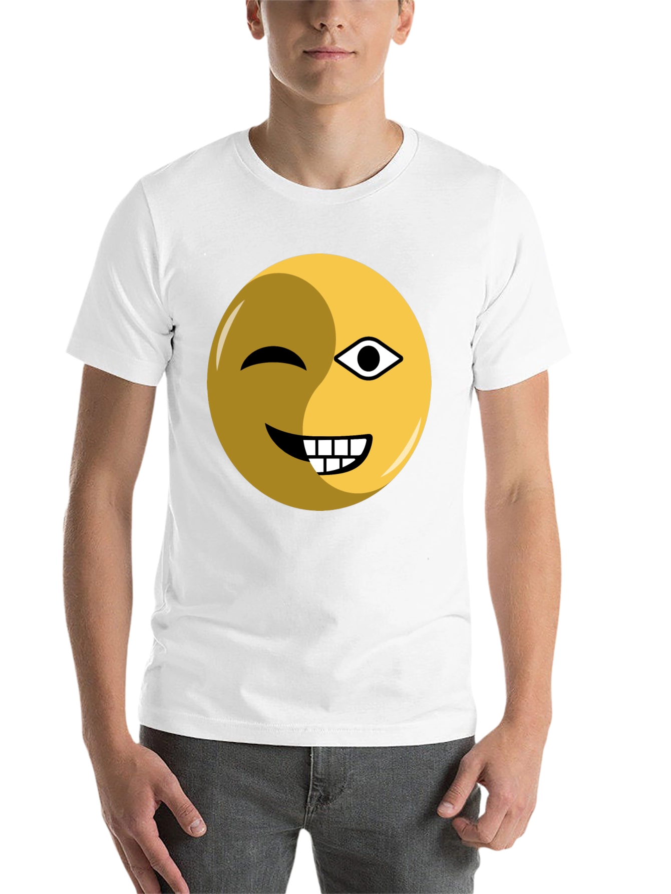 Black Winking Emoji Graphic Tee - Black Cotton Blend view 14