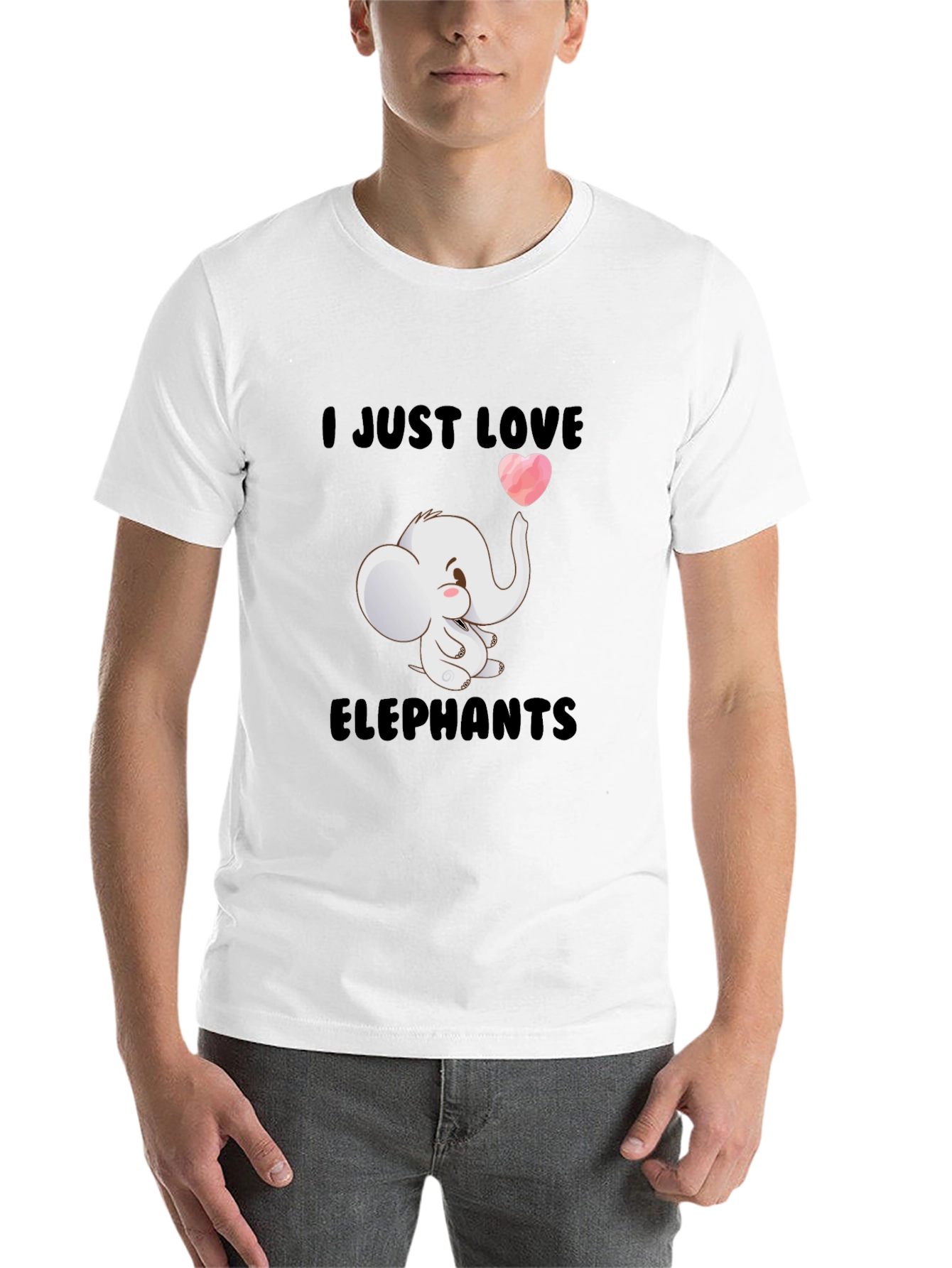 Black I Love Elephants Black T-Shirt view 14
