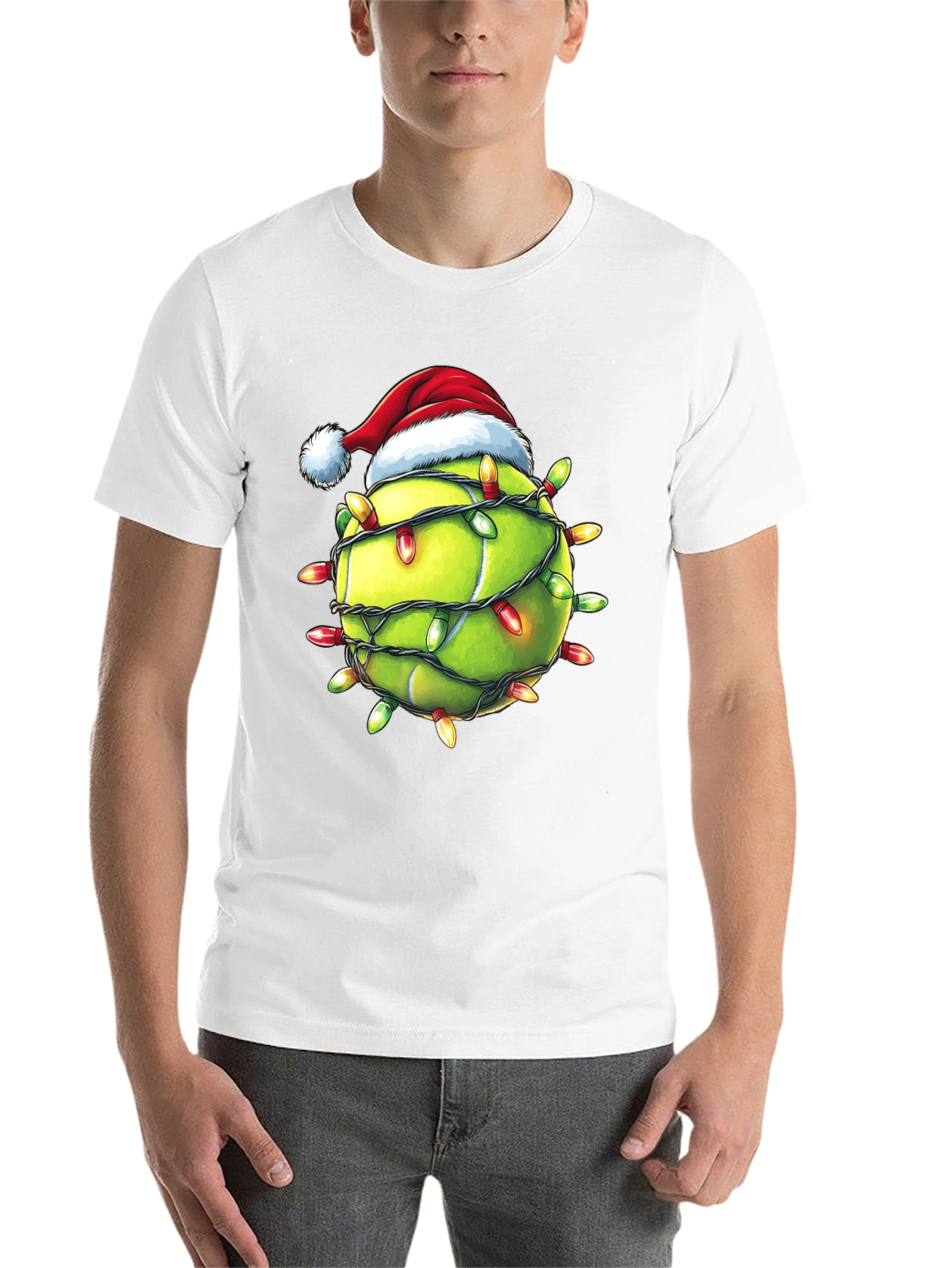 Black Festive Tennis Christmas T-Shirt view 14