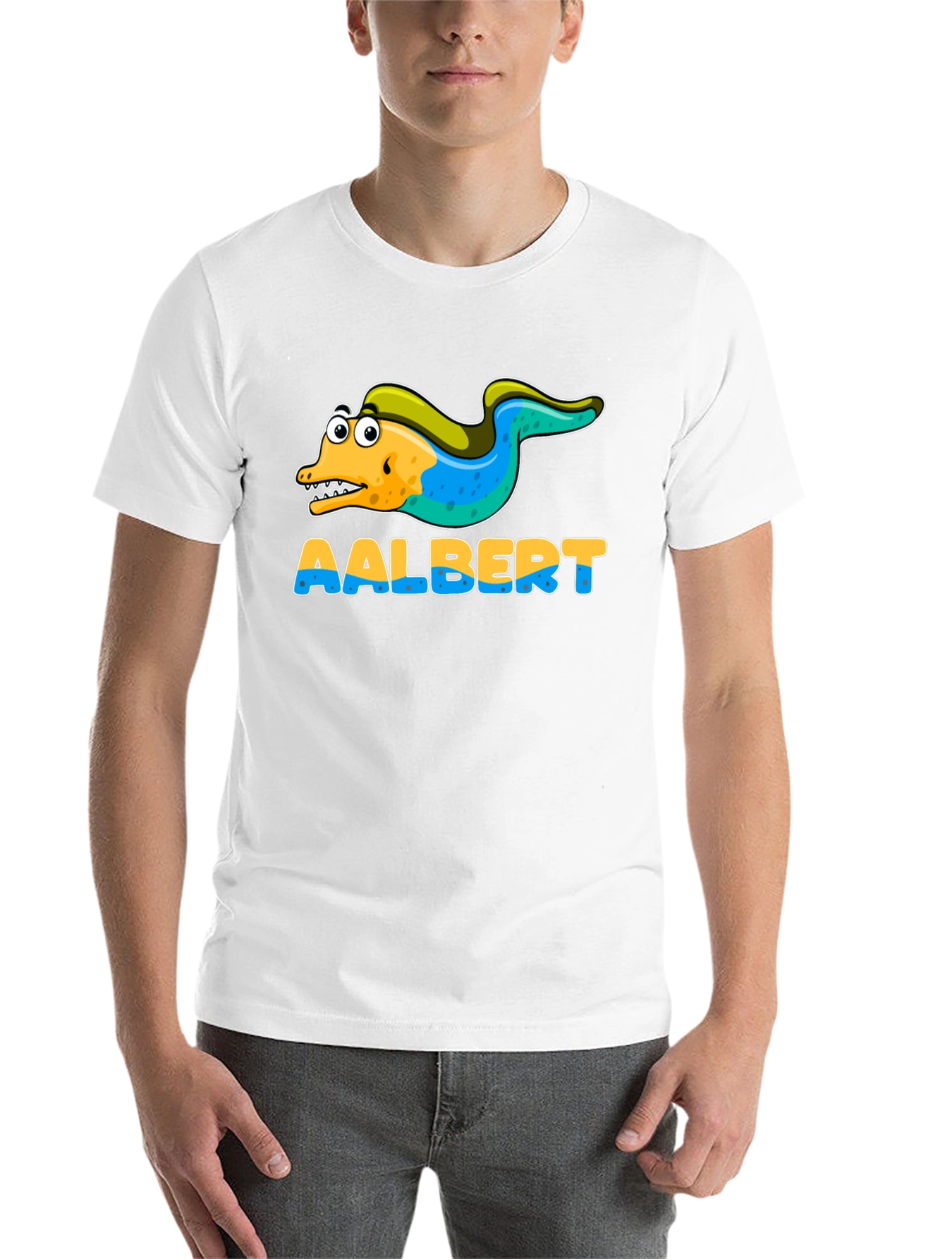 Black Aalbert Eel Cartoon Graphic T-Shirt view 14