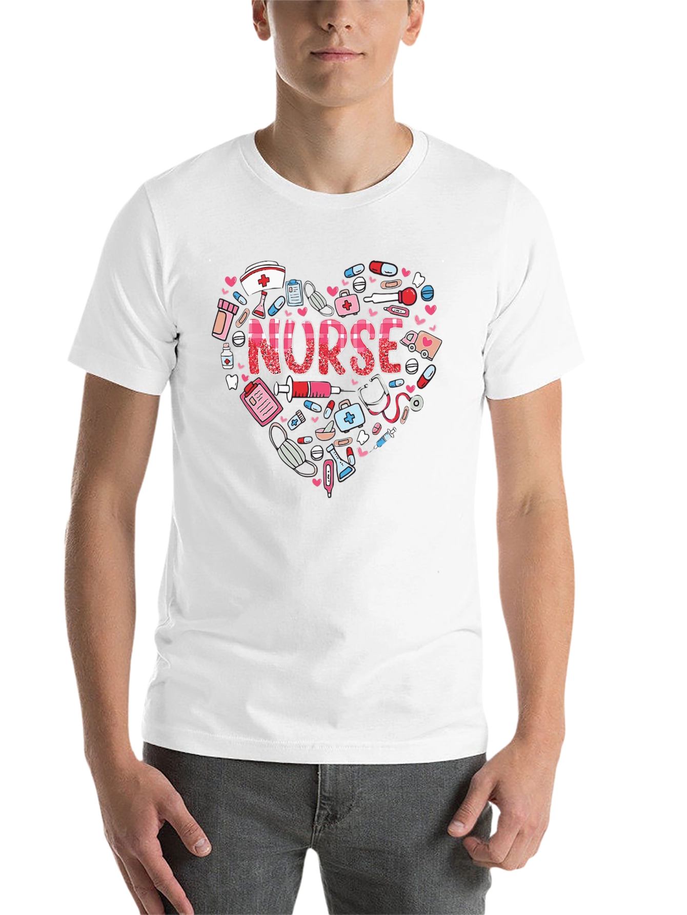 Black Nurse Heart Graphic T-Shirt - Healthcare Hero Appreciation view 14