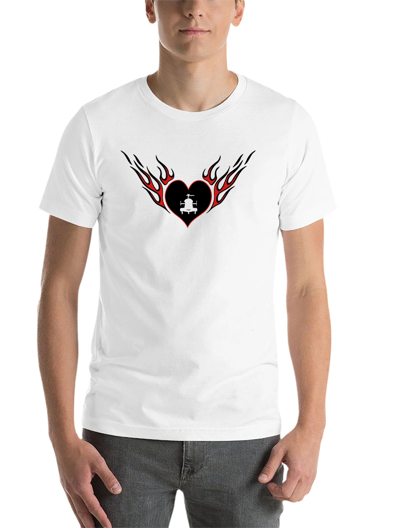 Black Flaming Heart Graphic Tee - Black view 14
