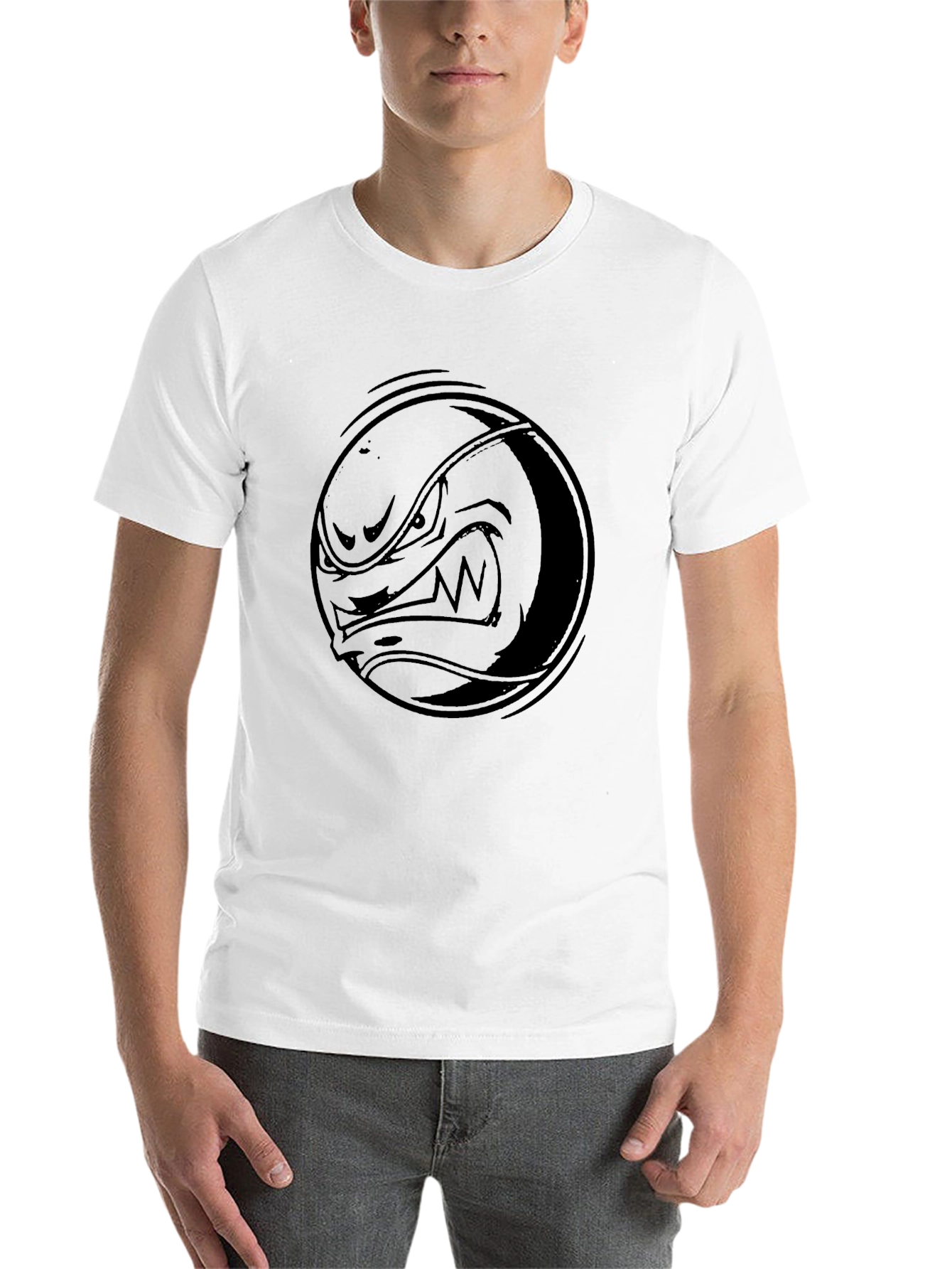 Black Men's Black Graphic T-Shirt - Cartoon Character Design view 14