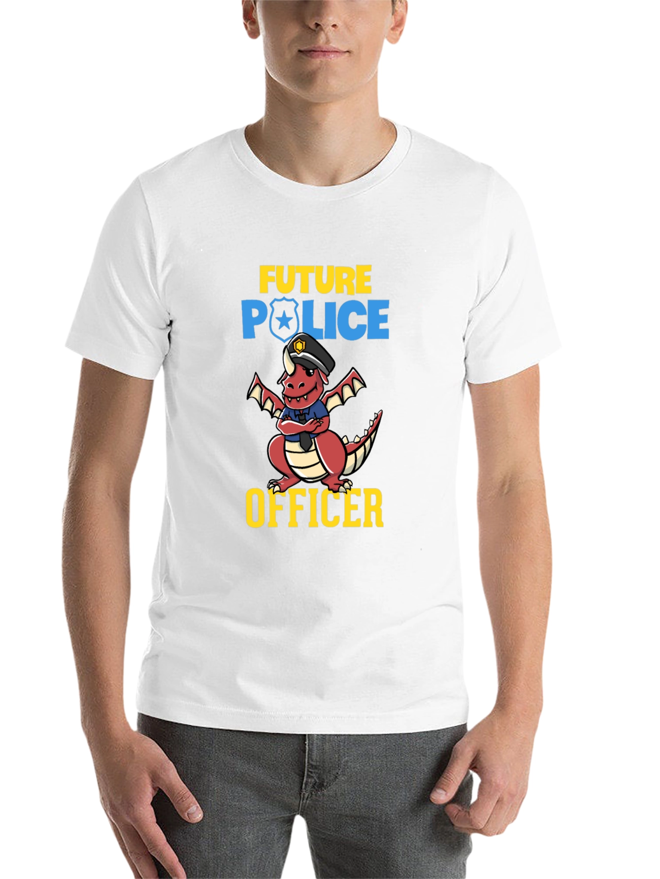 Black Future Police Officer Dragon T-Shirt view 14