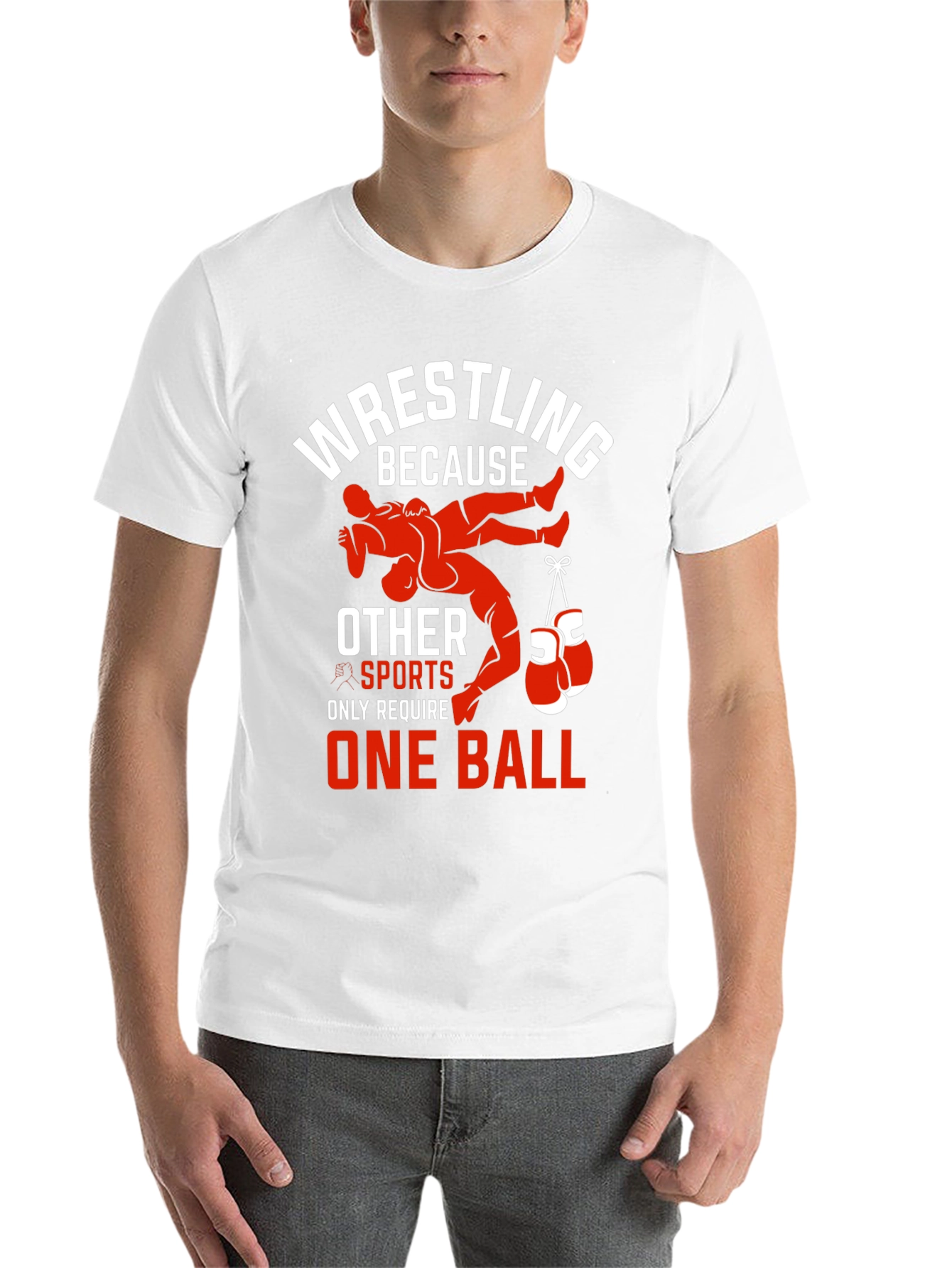 Black Wrestling T-Shirt - One Ball Funny Tee view 14