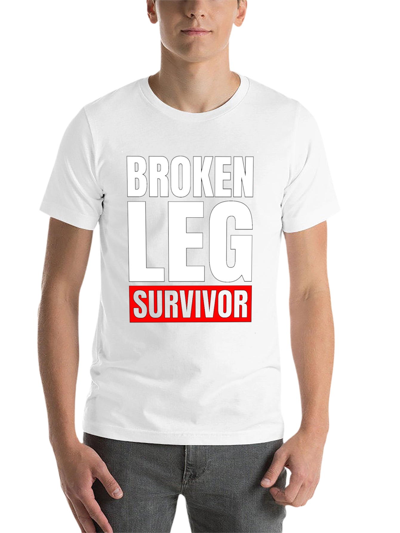 Black Broken Leg Survivor T-Shirt - Funny Get Well Soon Tee view 14