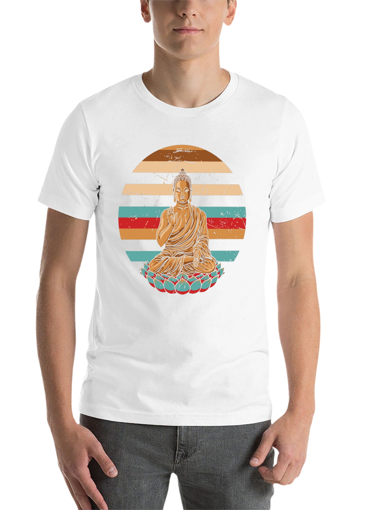 Black Retro Buddha Graphic T-Shirt view 14