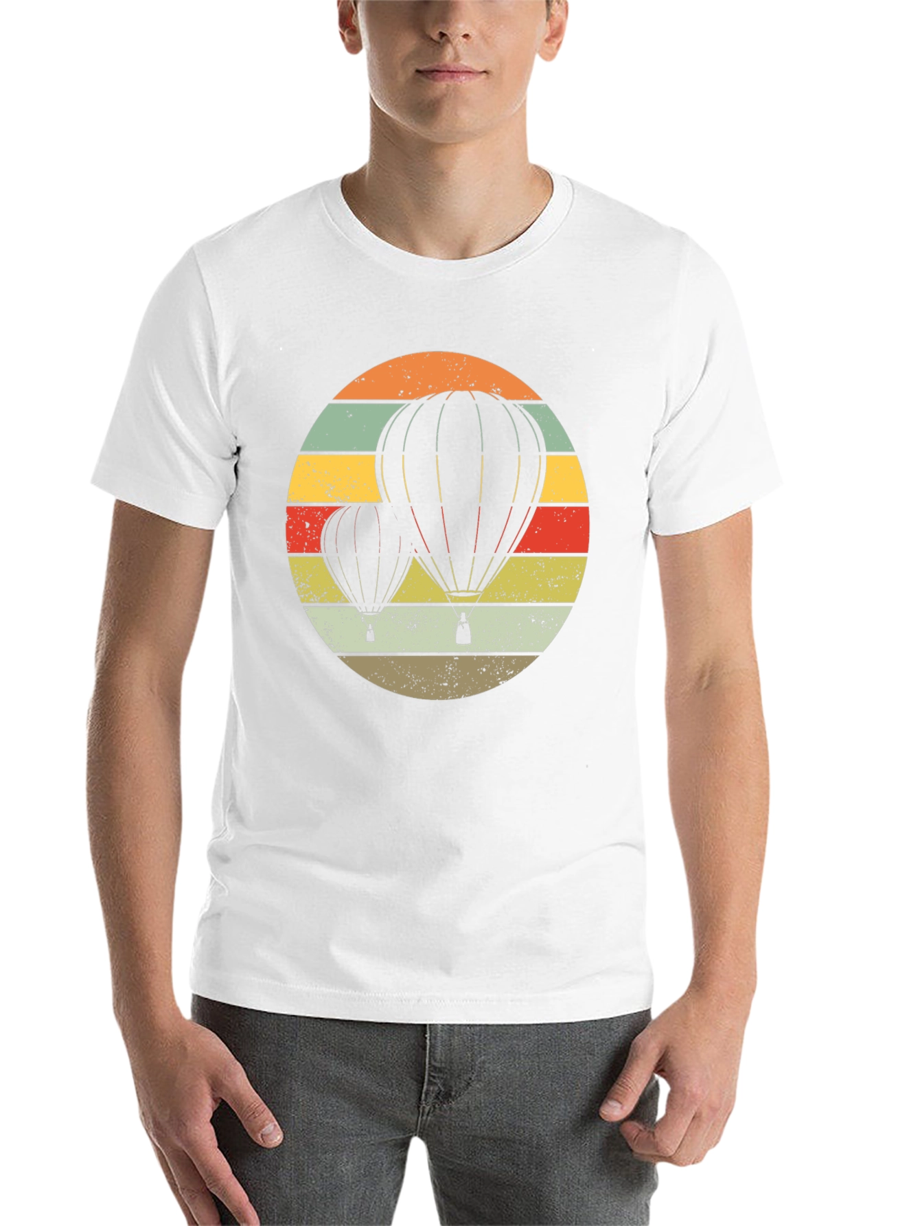 Black Retro Hot Air Balloon Graphic Tee - Vintage Style view 14