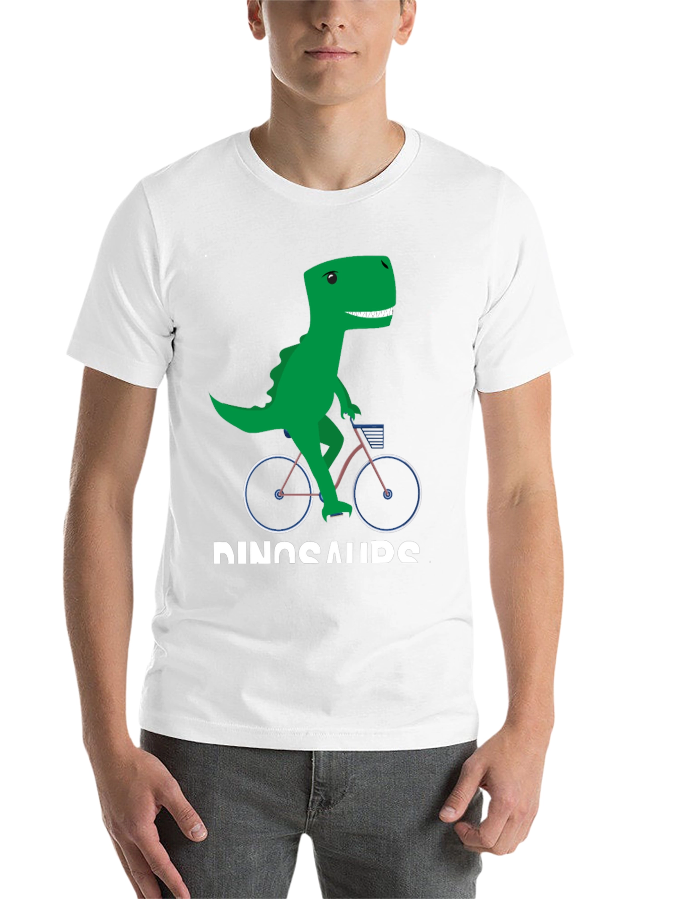 Black Dinosaur Riding Bike Graphic T-Shirt view 14