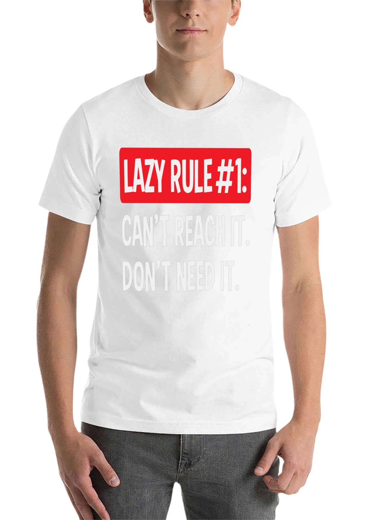 Black Funny Lazy Rule #1 T-Shirt, Relaxed Fit view 14