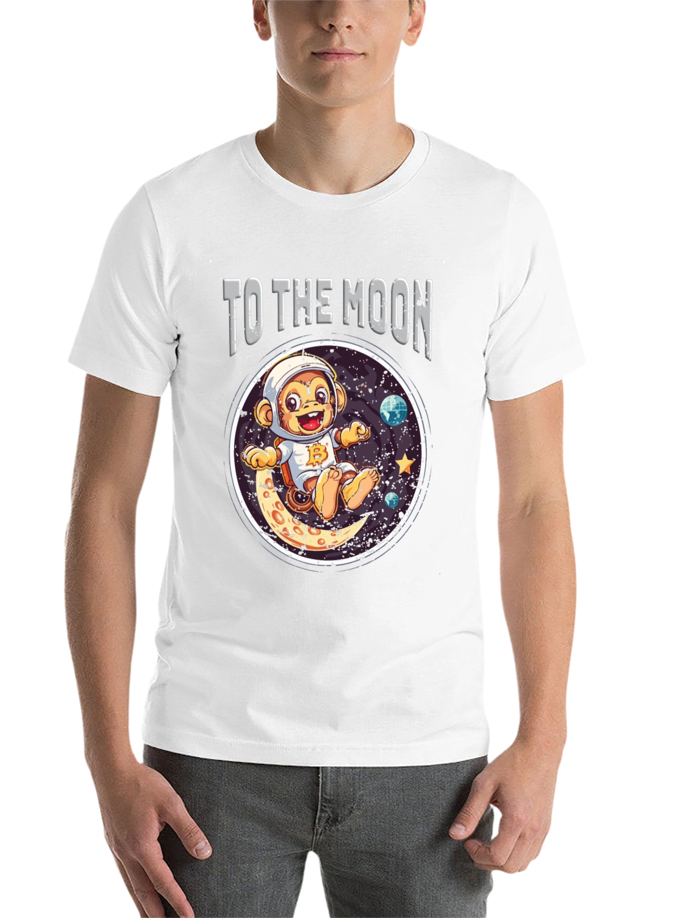 Black To the Moon Monkey T-Shirt - Crypto Ape view 14
