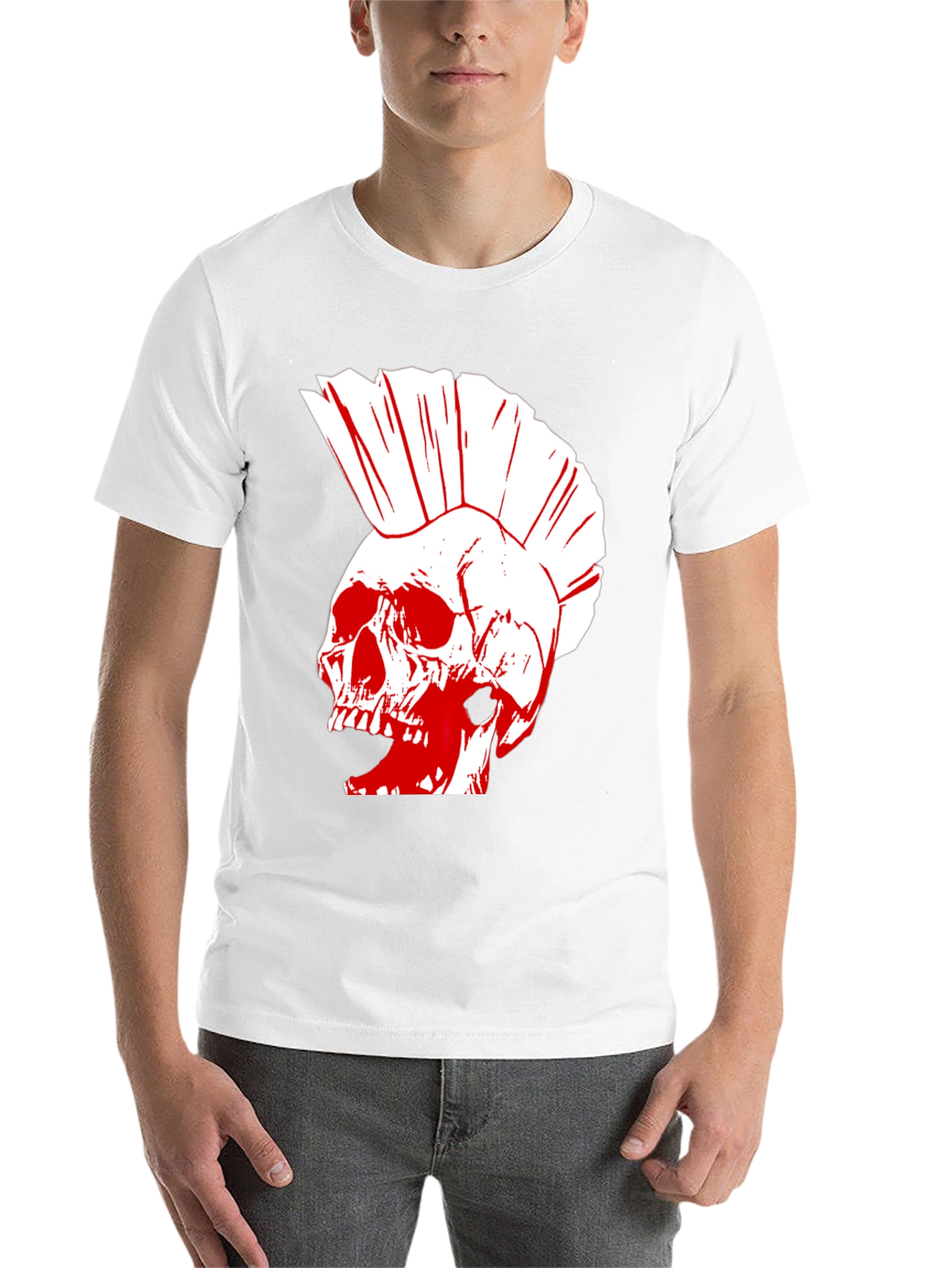 Black Punk Skull Graphic T-Shirt view 14
