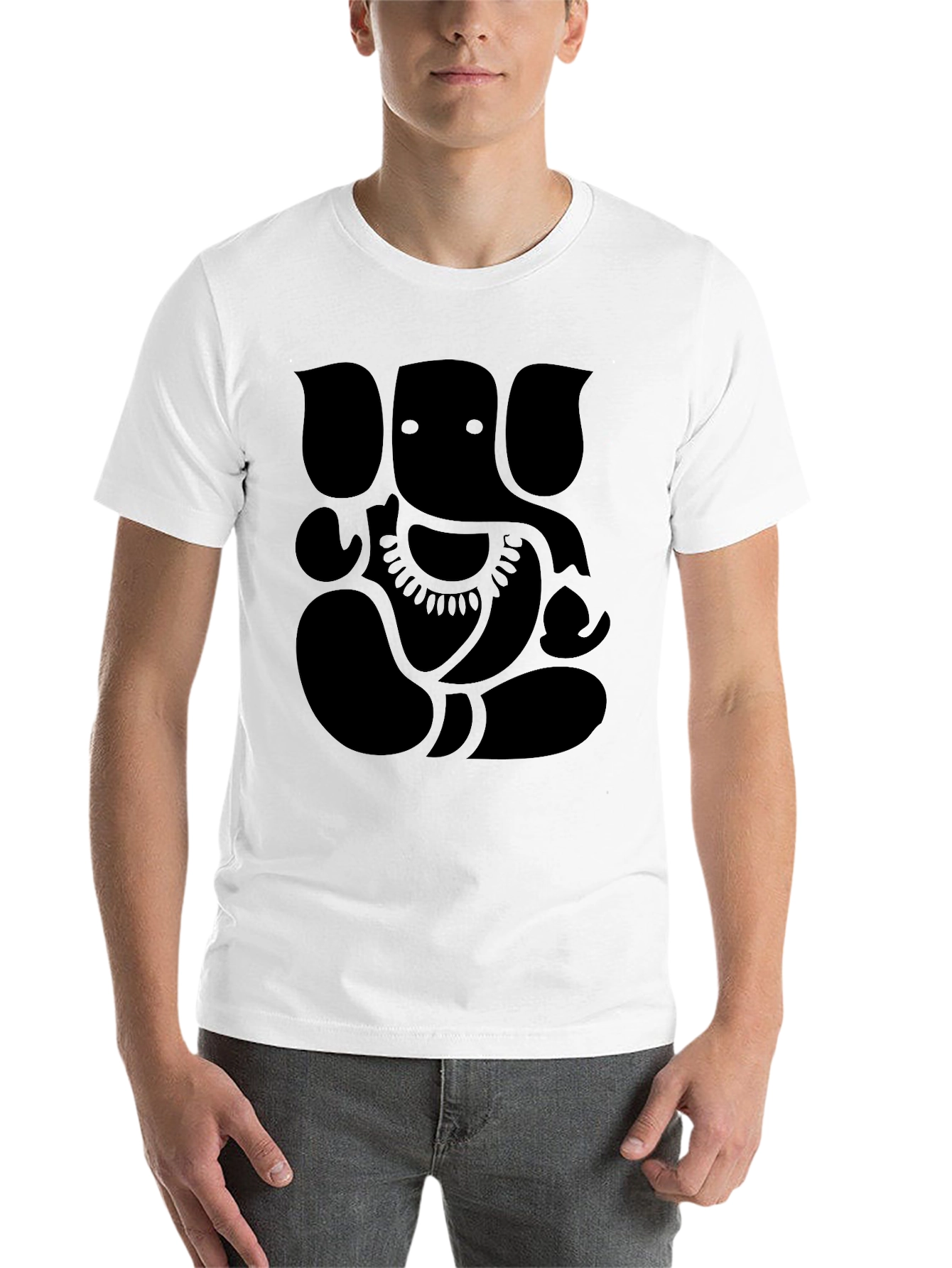 Black Ganesh Graphic Print Men's Black T-Shirt view 14