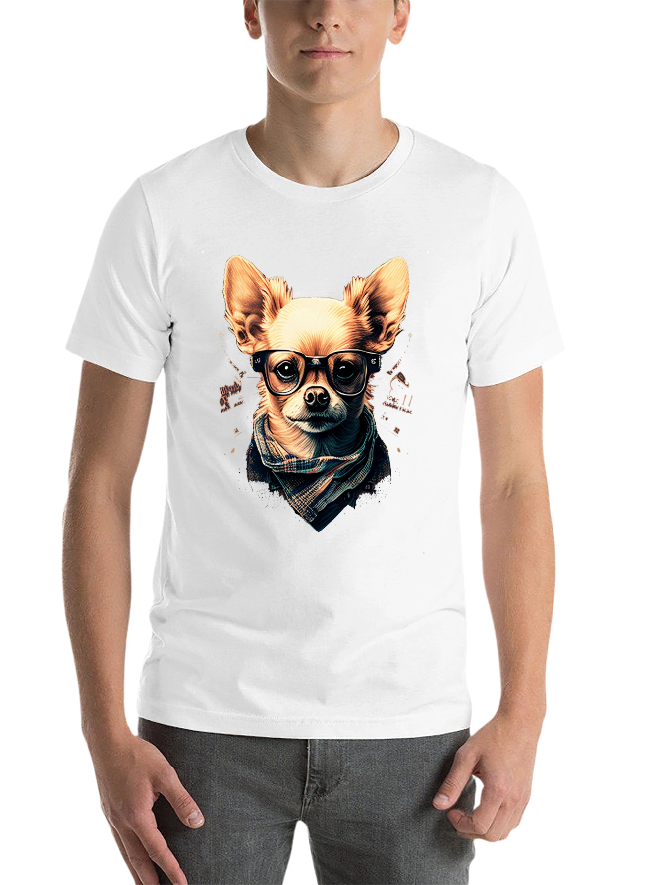 Black Hipster Dog T-Shirt: Geek Chic Chihuahua view 14